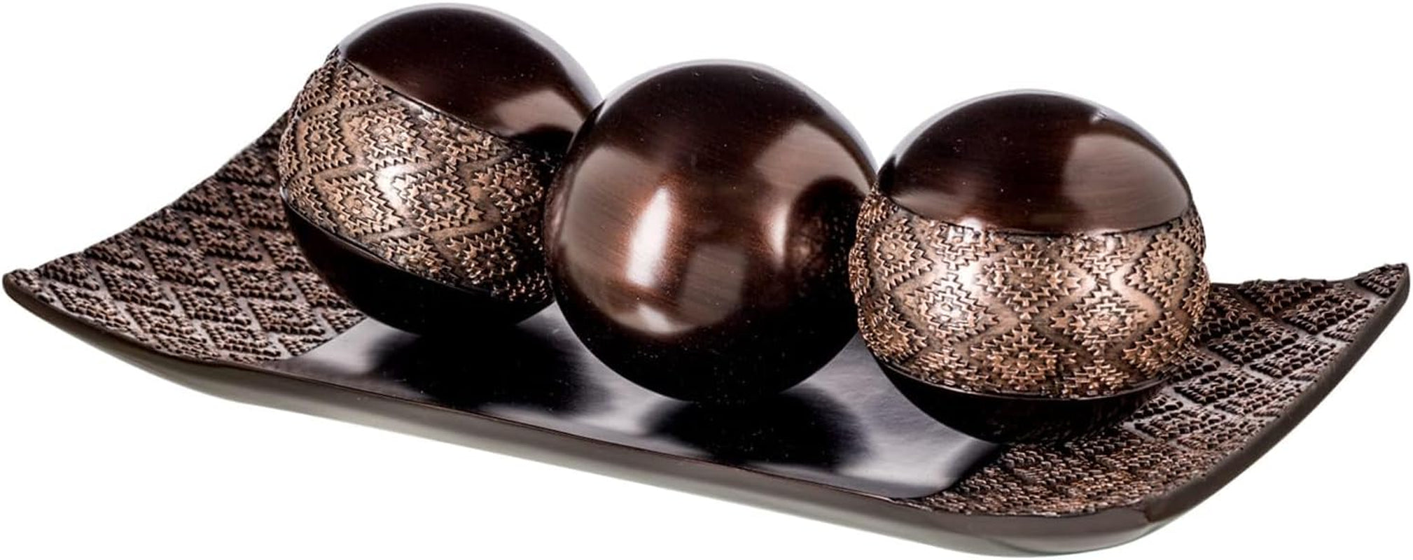 Dublin Brown Tray and Ball Set - Elegant Centerpiece for Living Room and Entryway Table Decor - Decorative Tray and Accent Bowl for Dining and Home Decoration