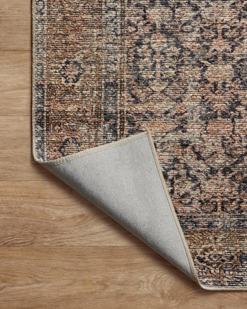 Amber Lewis Billie Collection 8'6" x 11'6" Distressed Ink & Salmon Area Rug - Perfect Antique Accent for High Traffic Living Rooms, Bedrooms, and Hallways