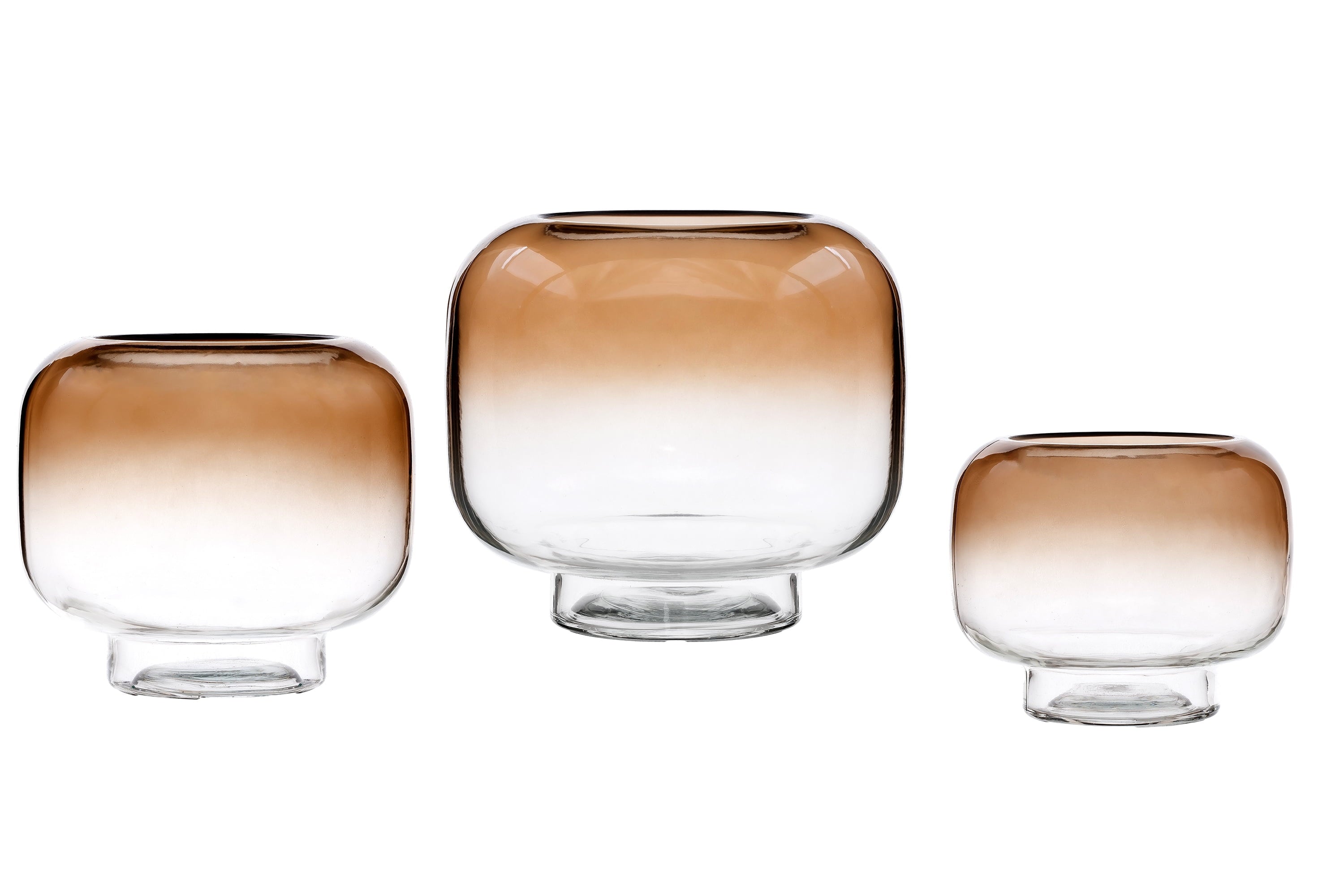 Elegant 6.5" Brown Ombre Glass Hurricane Pillar Candle Holder - Medium Size
