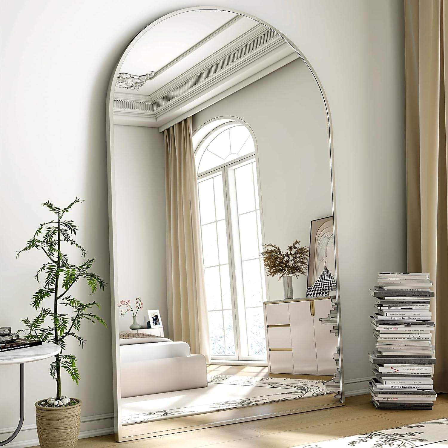 Extra Large 41"X81" Arched Full Length Mirror - Stylish Leaning & Wall-Mounted Aluminum Frame for Modern Home Decor - Perfect for Living Room, Bedroom & Cloakroom