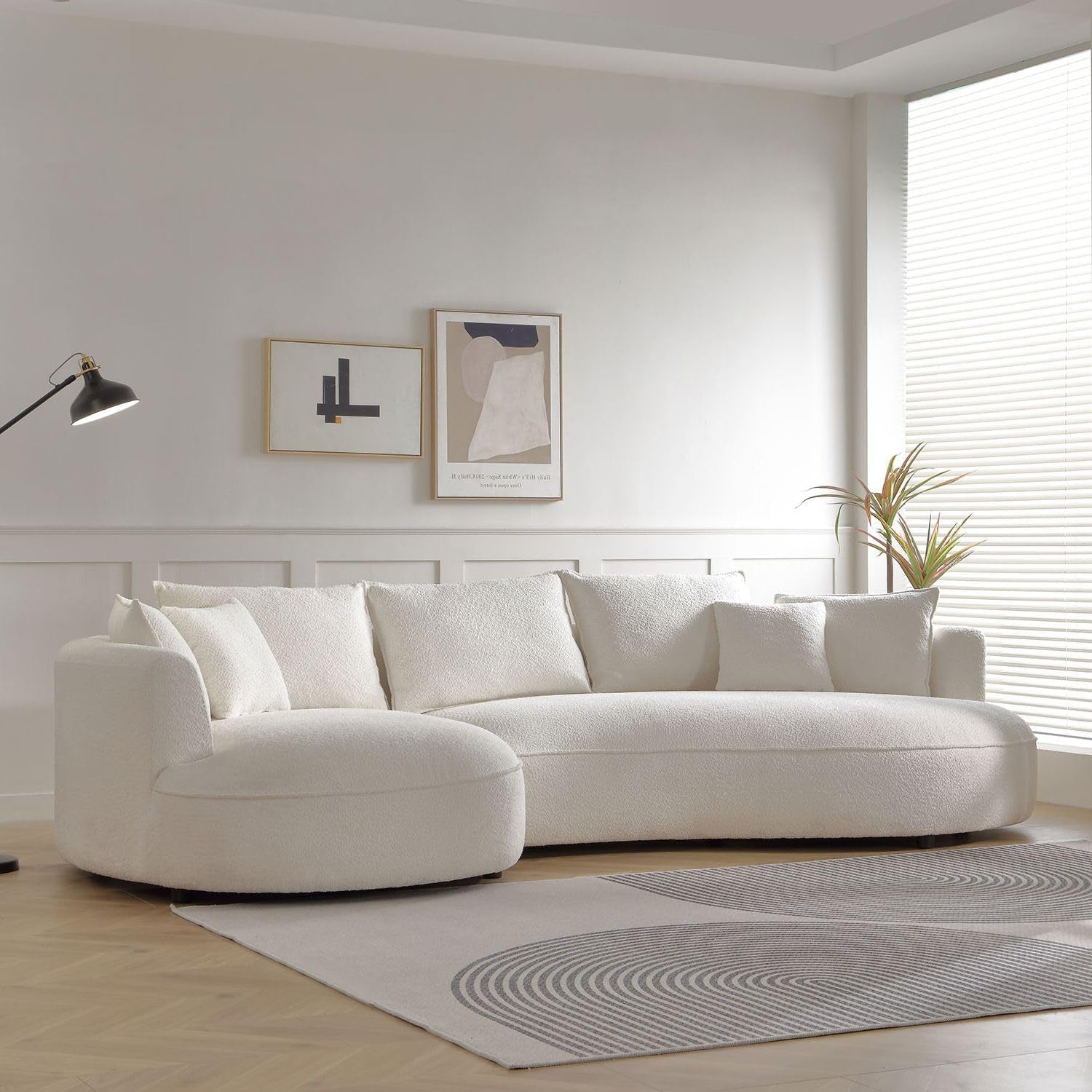 Luxurious 125" Curved Modular Sectional Sofa with 7 Pillows - Oversized Comfort for Modern Living Rooms - Left Hand Facing Design