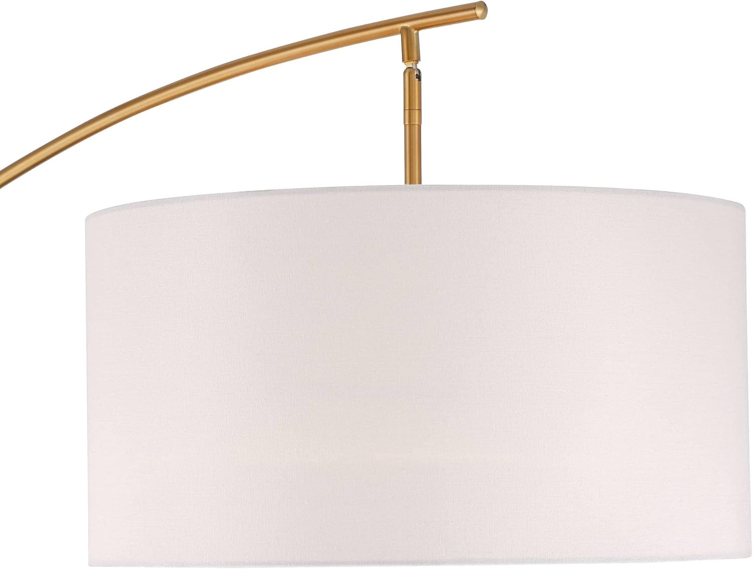 Raymond 69" Modern Arc Floor Lamp - Adjustable Boom Arm with Warm Gold Finish and White Linen Shade for Living Room, Bedroom, and Home Office Decor