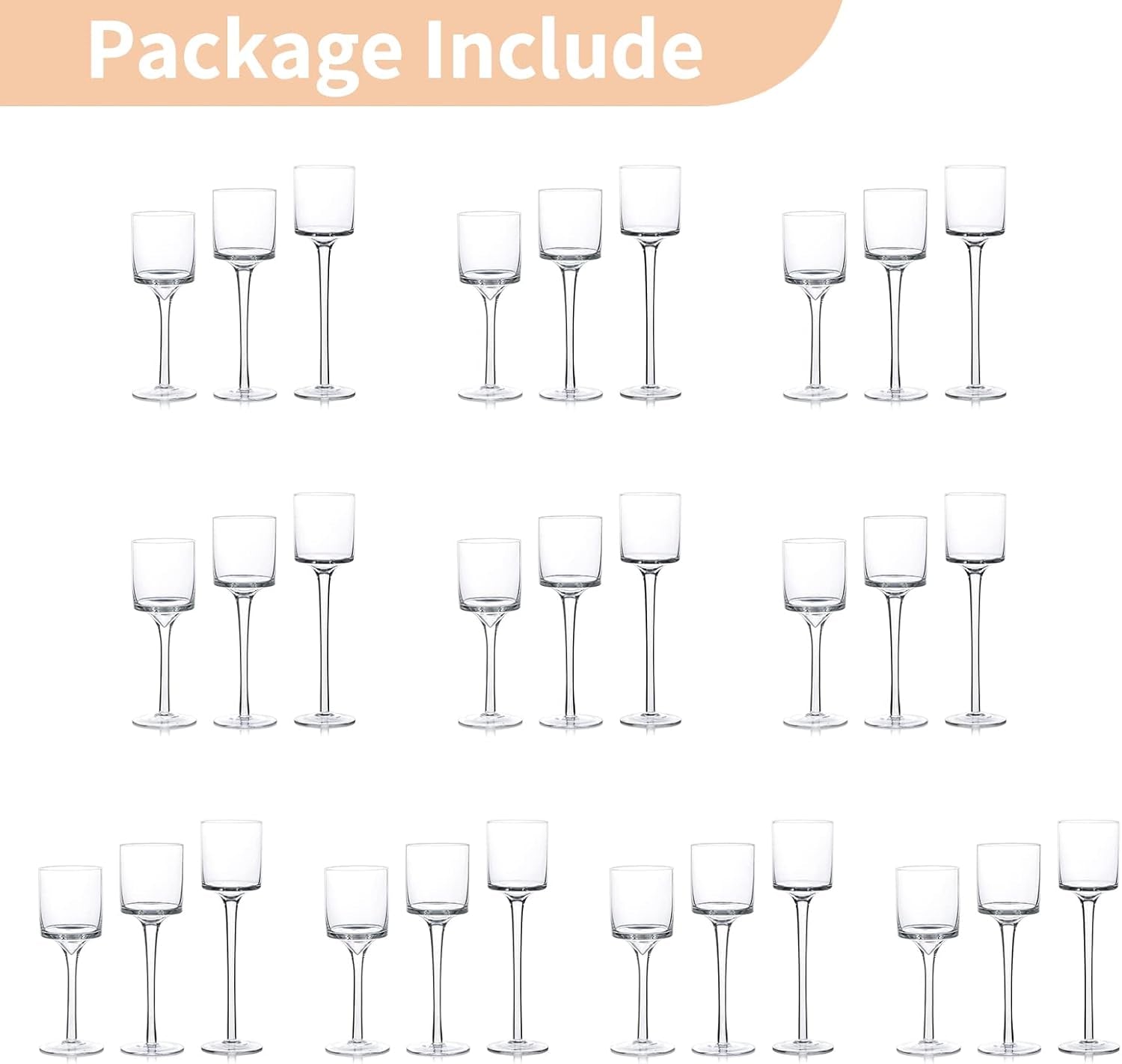 Elegant Tall Glass Pillar Candle Holders with 30 Tea Light Candles - Perfect for Wedding & Home Centerpiece Decor
