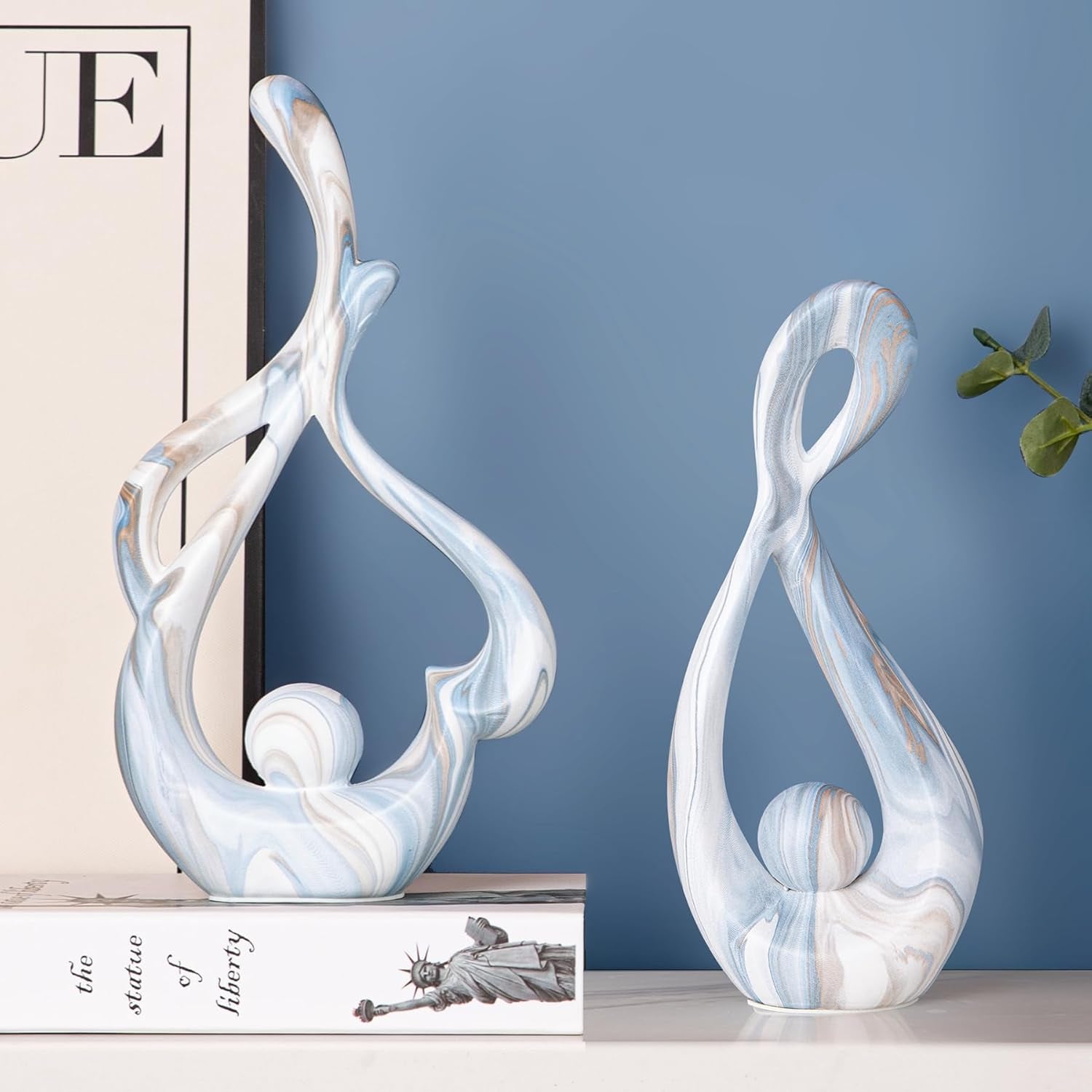 Elegant Blue Ceramic Table Decor - Abstract Sculptures for Living Room, Dining Room, and Office Centerpieces
