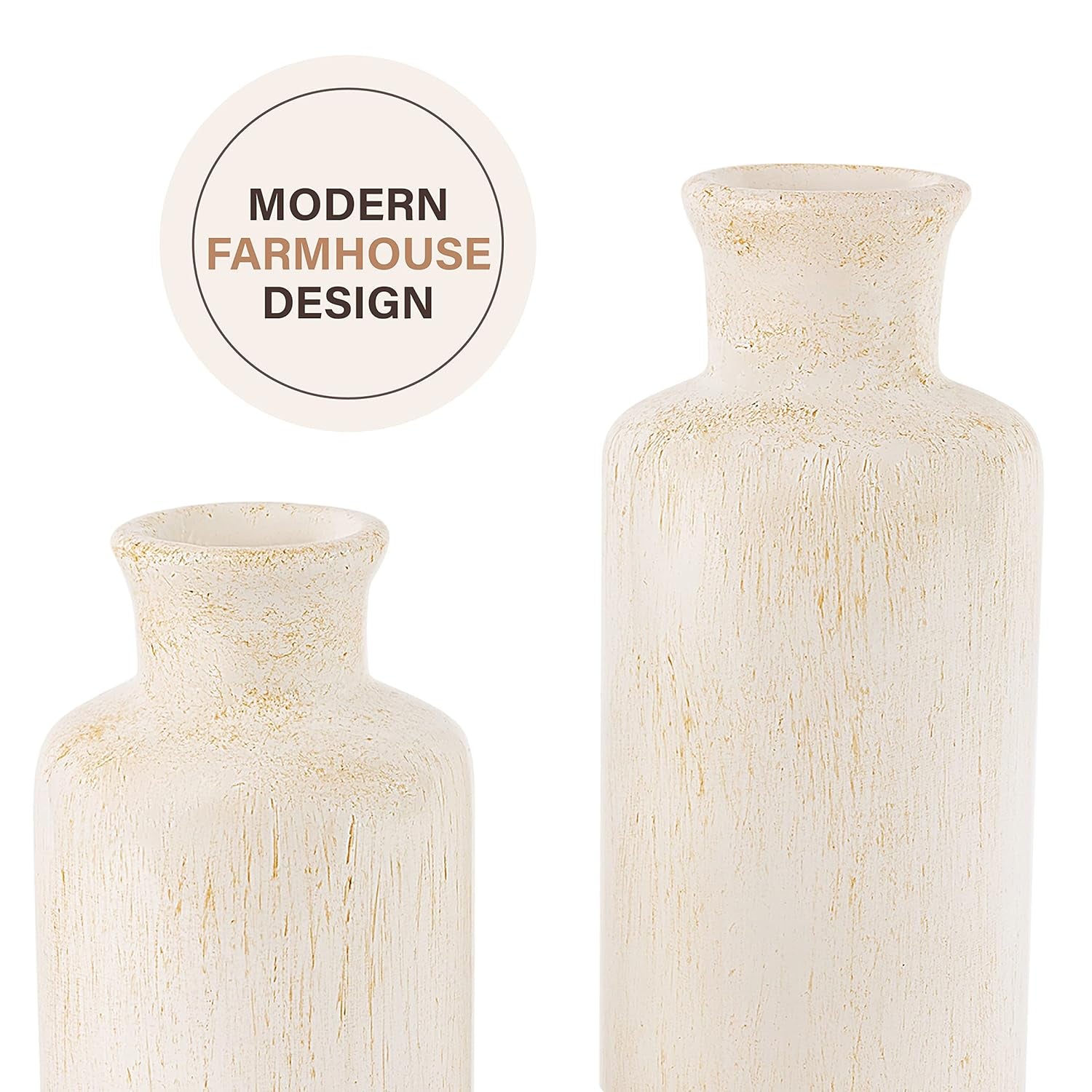 Rustic Luxe Vase Set - Elegant Vases for Pampas Grass and Floral Arrangements, Ideal for Kitchen, Bedroom, Office, Living Room, Bathroom, and Shelf Display