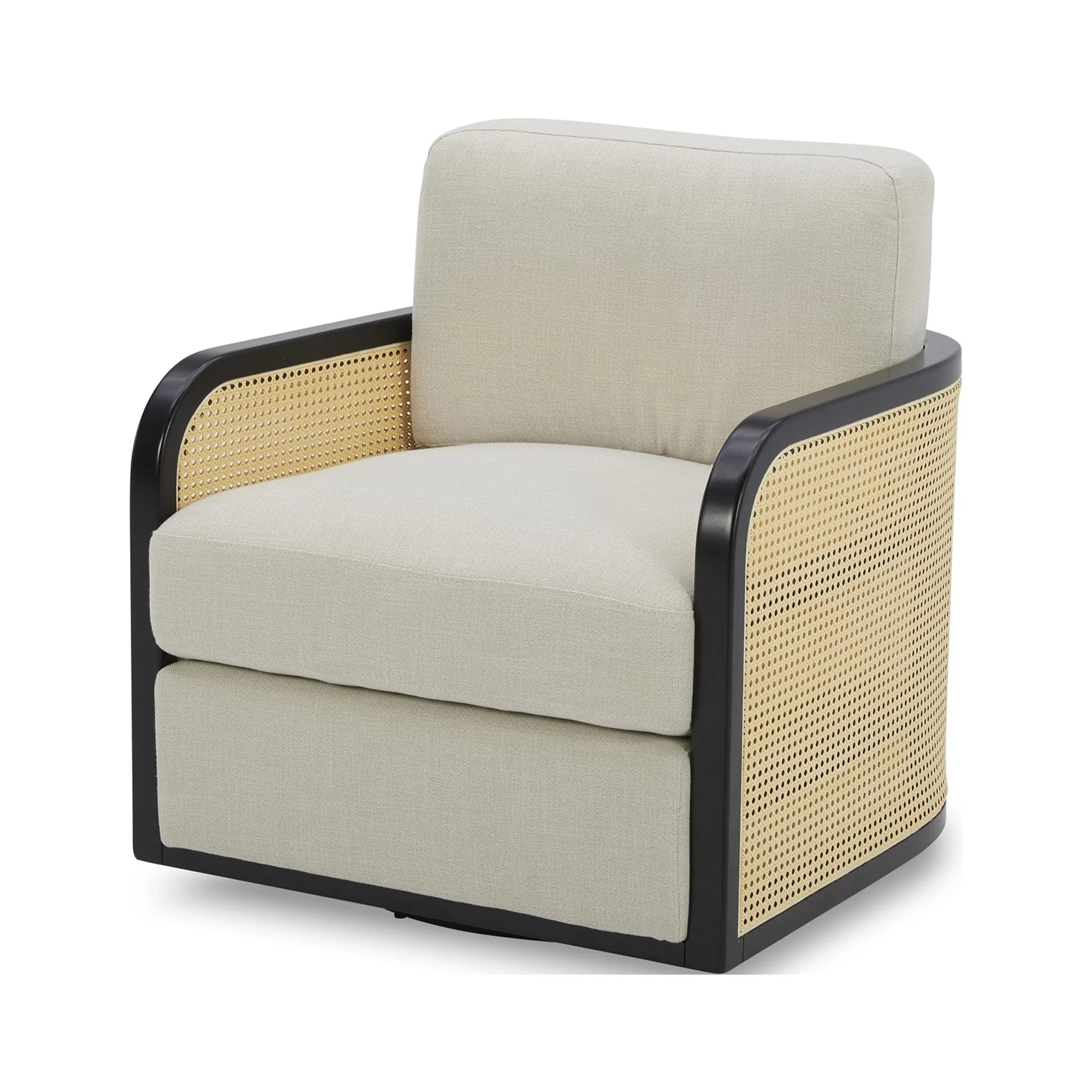 Elegant Charcoal Swivel Accent Chair - Springwood Cane Design
