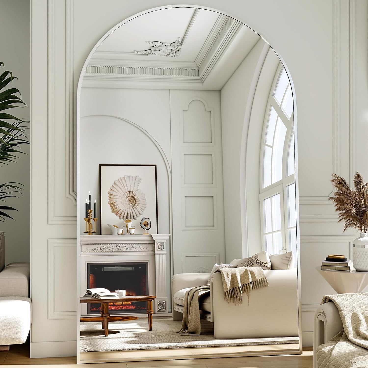 Extra Large 41"X81" Arched Full Length Mirror - Stylish Leaning & Wall-Mounted Aluminum Frame for Modern Home Decor - Perfect for Living Room, Bedroom & Cloakroom
