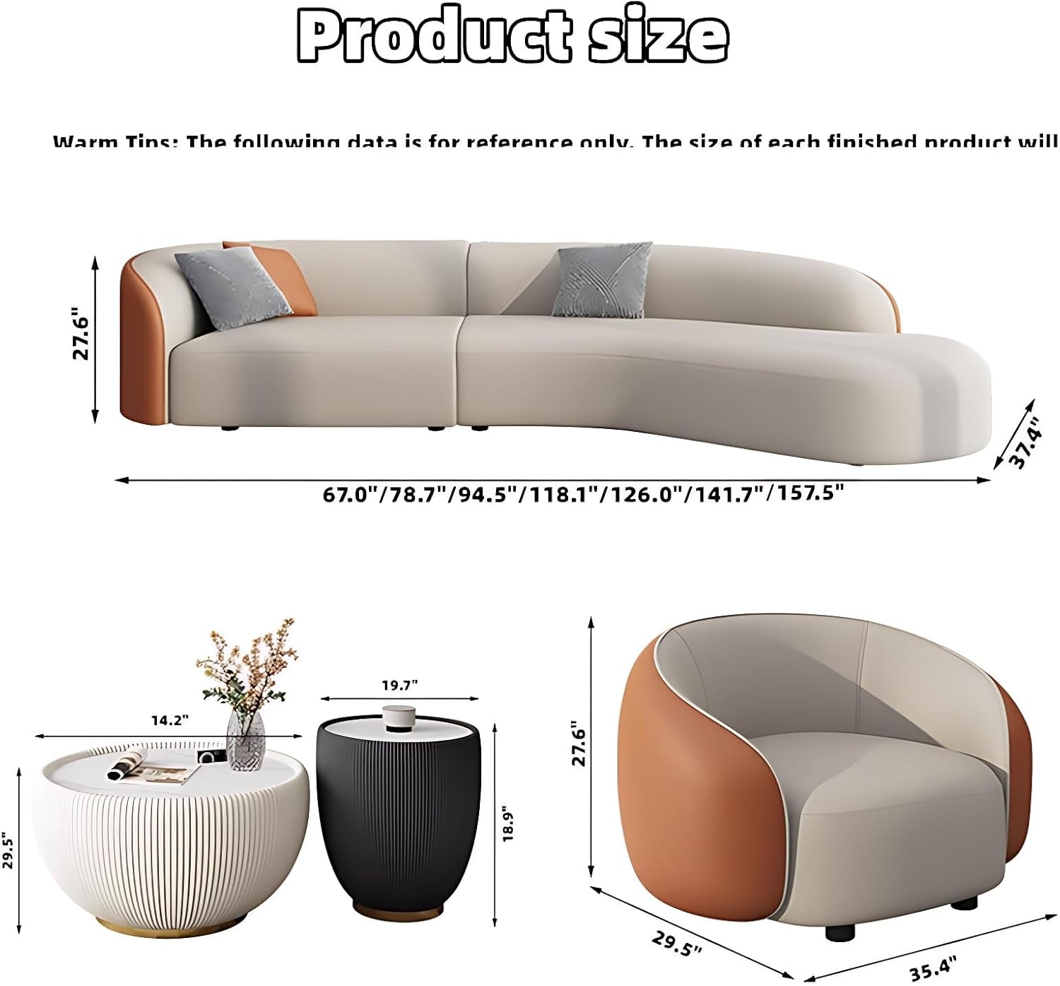 Luxurious Modern Living Room Sofa Set - Elegant Sectional Couches with Coffee Table for Home, Office, Cafe, and Bar (2 Sofas + 2 Chairs + Table, 157.5")