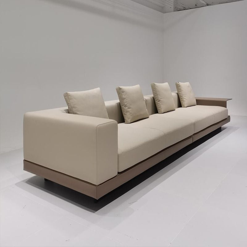 Luxurious Minimalist Italian Leather Sofa - Premium Cowhide for Elegant Living Spaces