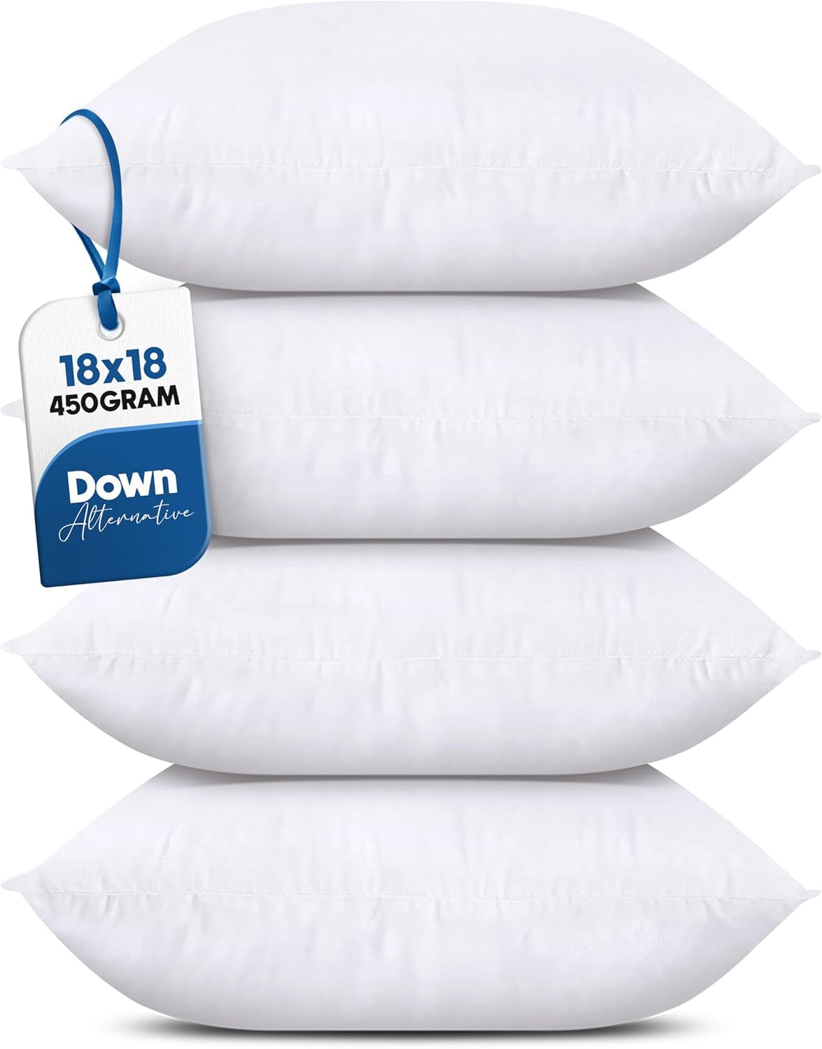 Elegant White Throw Pillows Set of 4 - 18x18 Inches Decorative Cushions for Sofa, Bed, and Couch
