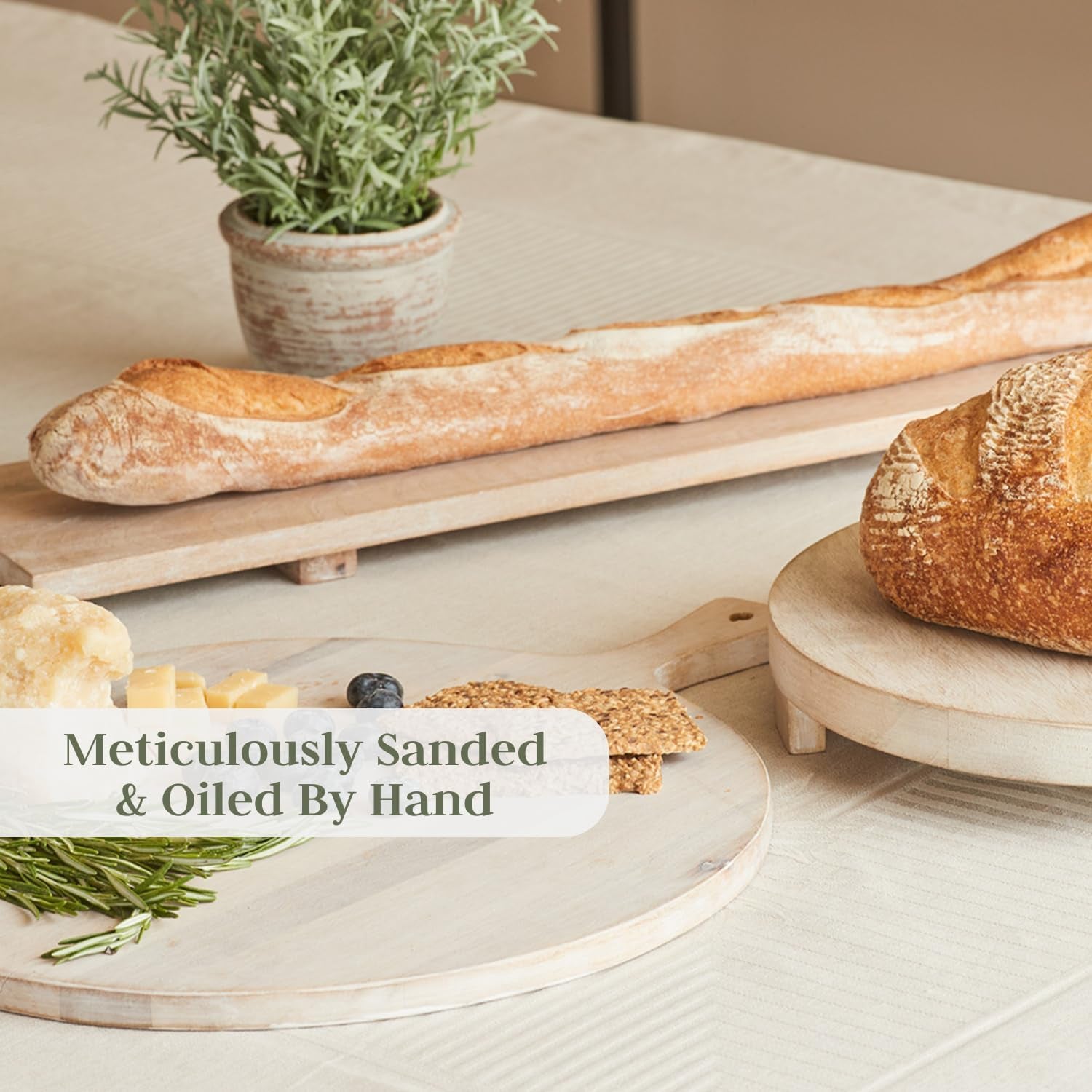 Elegant 16" Round Mango Wood Cutting Board - Artisan Crafted Serving Platter for Charcuterie, Appetizers, and Stylish Entertaining
