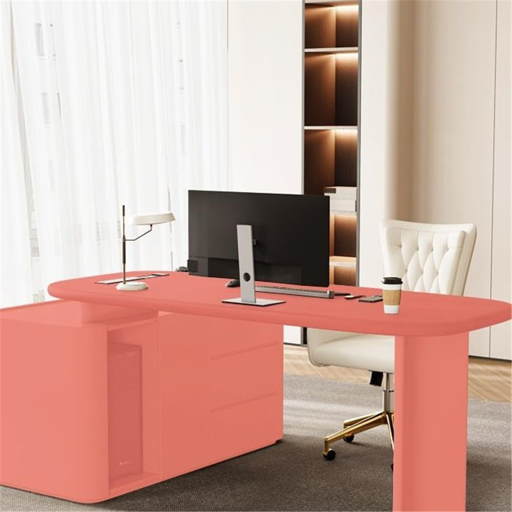 Stylish L-Shape Executive Desk with 3 Drawers - Modern Brown/Beige Writing Table for Home Office & Study - 79" L x 23.5" W x 29.5" H (Right)