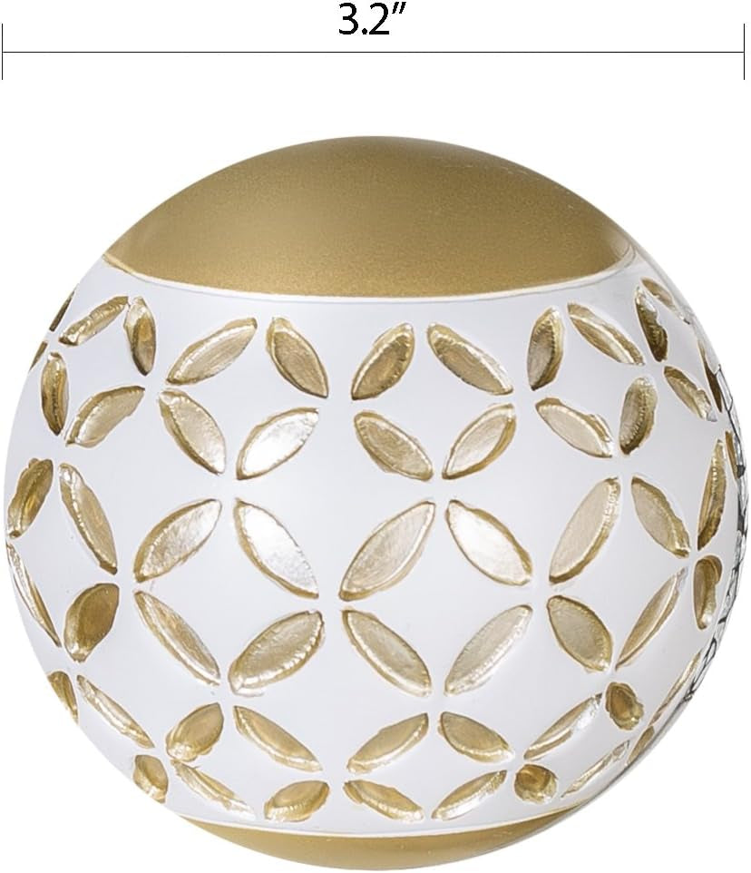 Schonwerk Set of 3 Diamond Lattice Decorative Orbs - Resin Spheres for Living and Dining Room Centerpieces, Ideal for Bowls and Vases, Thoughtful Gift Option