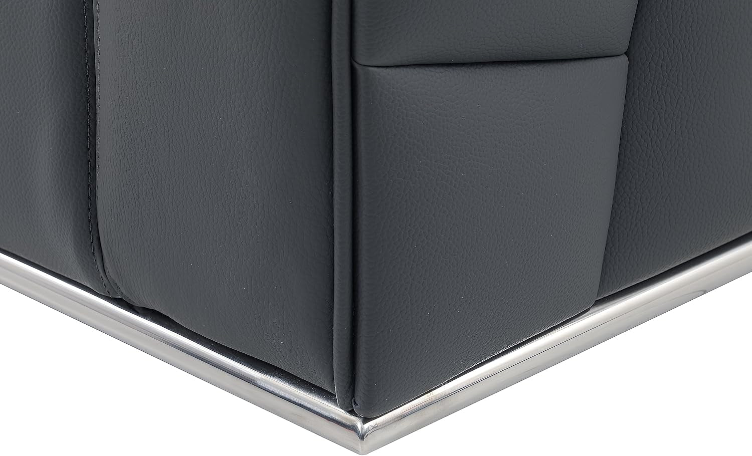 Luxurious Surton Dark Gray Top Grain Italian Leather L-Shaped Sectional Sofa for Modern Living Room & Home Office - 117" Width, Left Arm Facing