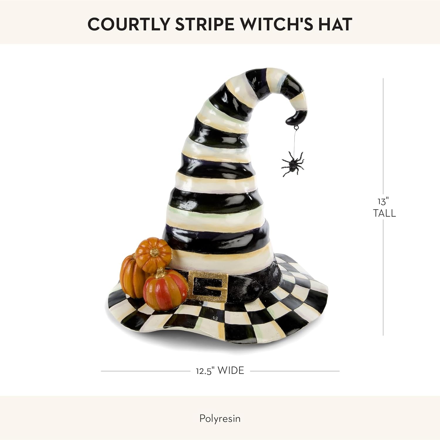 Courtly Stripe Witch Hat - Black and White Halloween Decor for Home