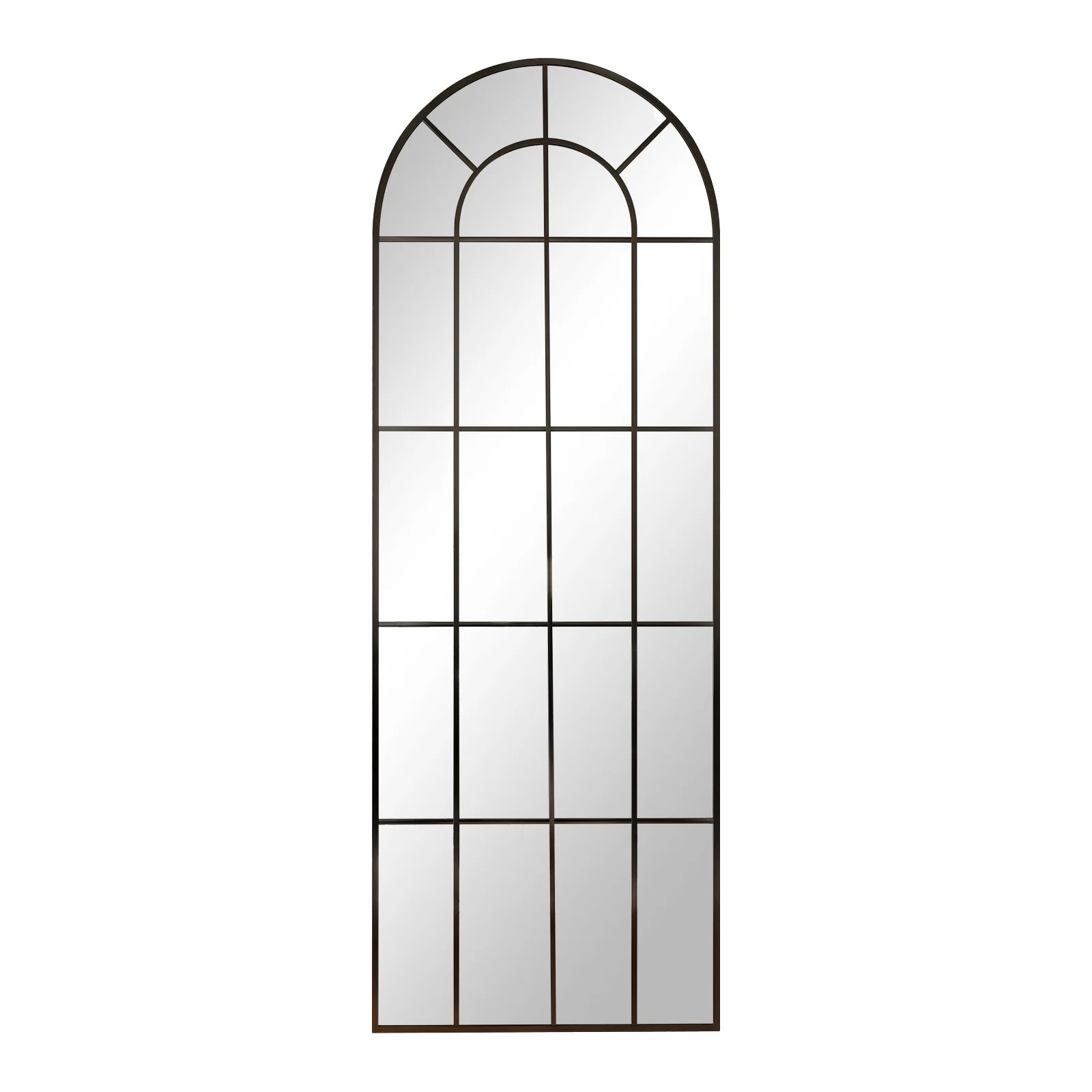 Stunning 65"x23" Arched Black Windowpane Full-Length Wall Mirror for Elegant Decor