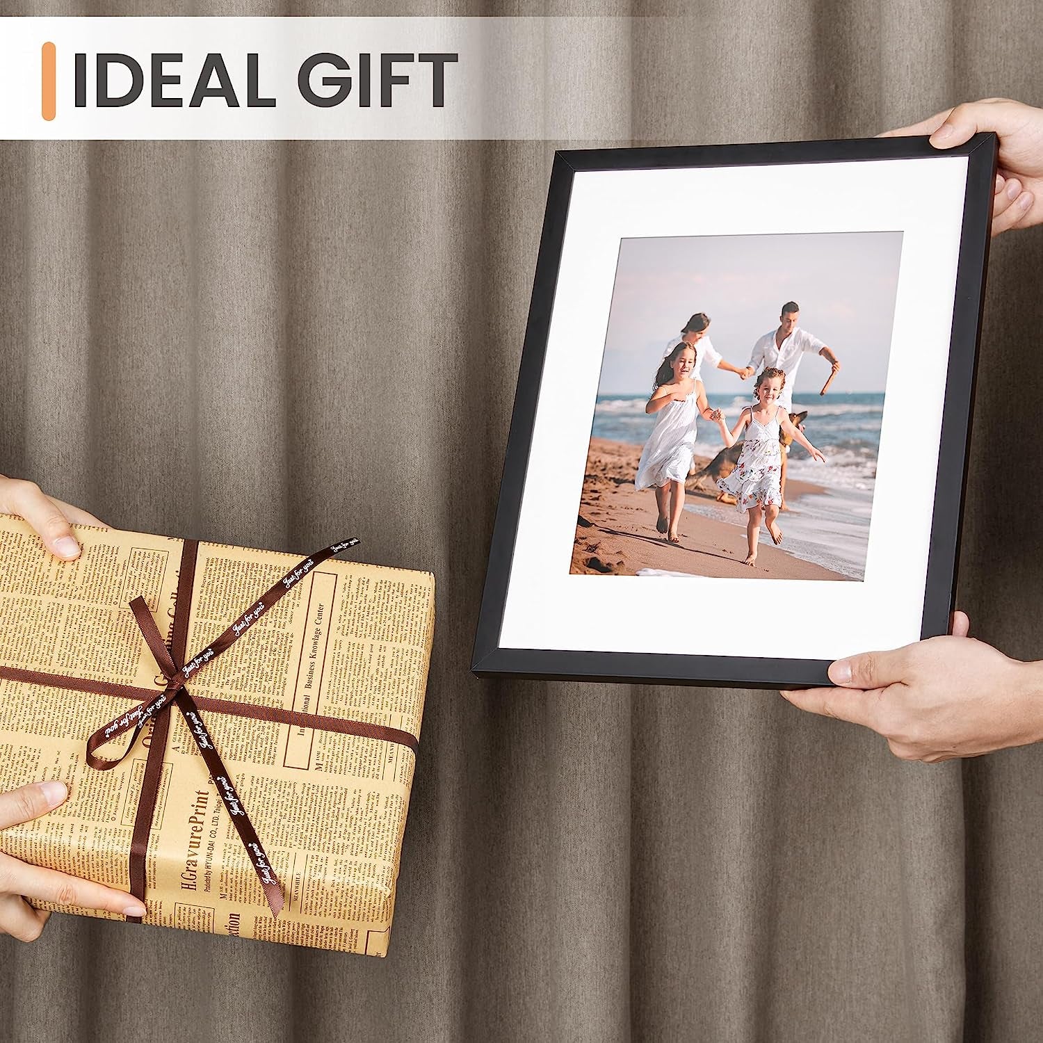 Elegant Black 11x14 Picture Frame - Versatile Display for 8x10 Photos with Mat or 11x14 Without Mat - Perfect Wall Hanging Decor, 1 Pack
