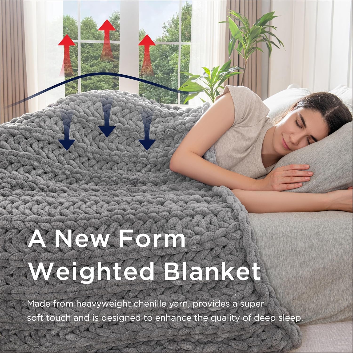 Handcrafted 15 lb Soft Knitted Weighted Blanket, 48" x 72" Breathable Chunky Knit Gravity Blanket, Ideal Home Decor for Sofa, Couch, and Bed, Brown