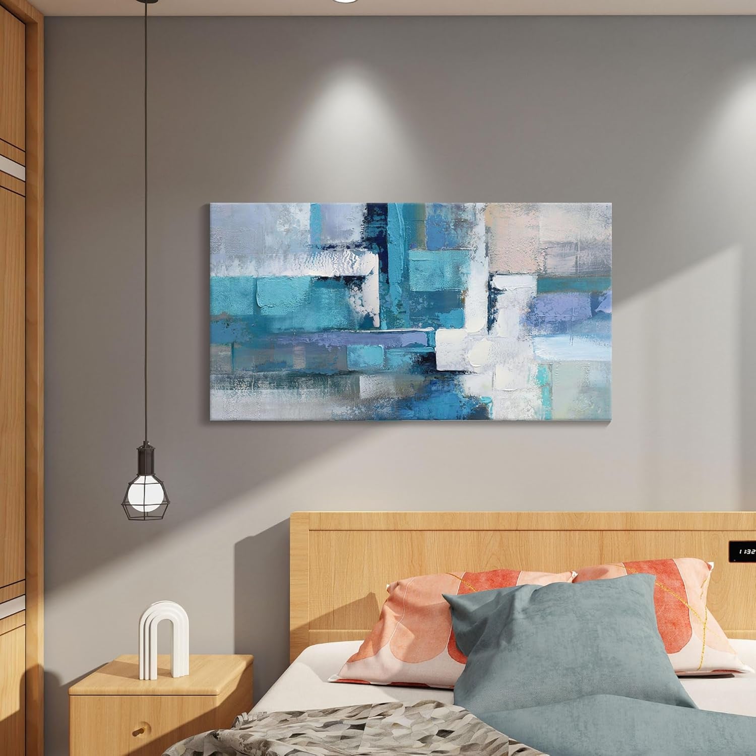 Blue Abstract Canvas Artwork - Contemporary Wall Decor for Living Room, Office, and Bedroom