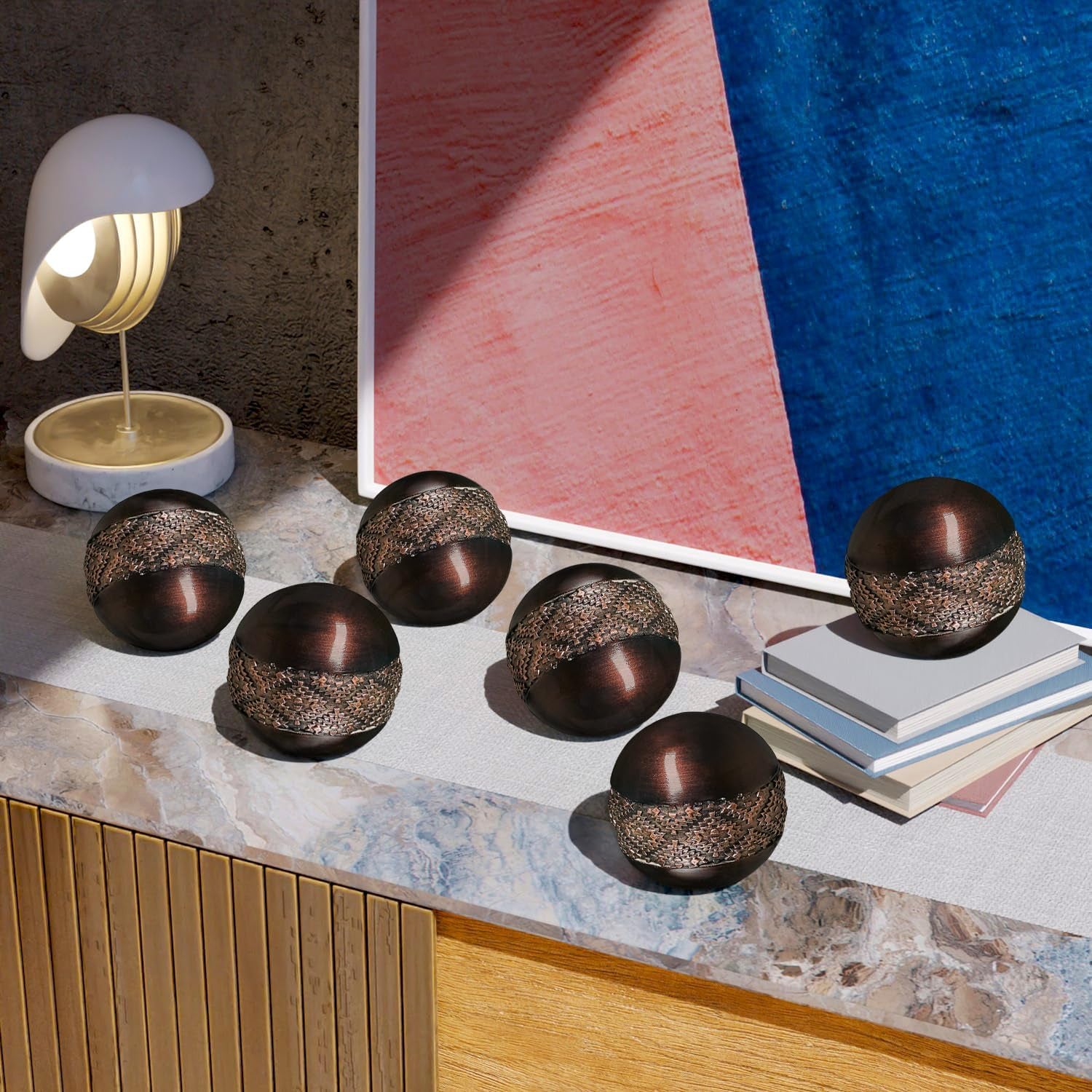 Dublin Brown 3-Inch Decorative Spheres - Set of 3 - Ideal for Bowls, Vases, and Home Decor Accents