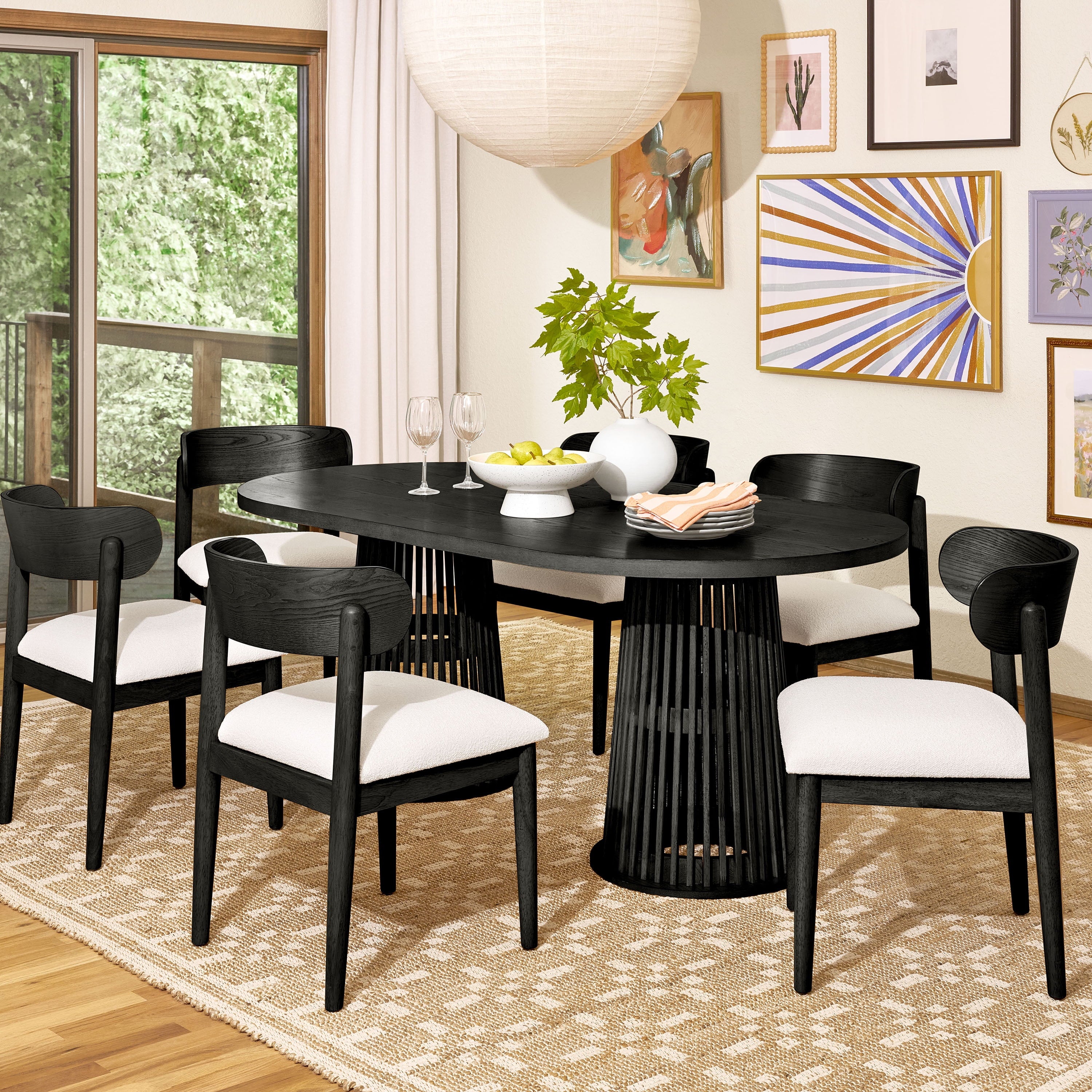Drew Rich Black Oval Dining Table - Stylish Elegance for Your Dining Space