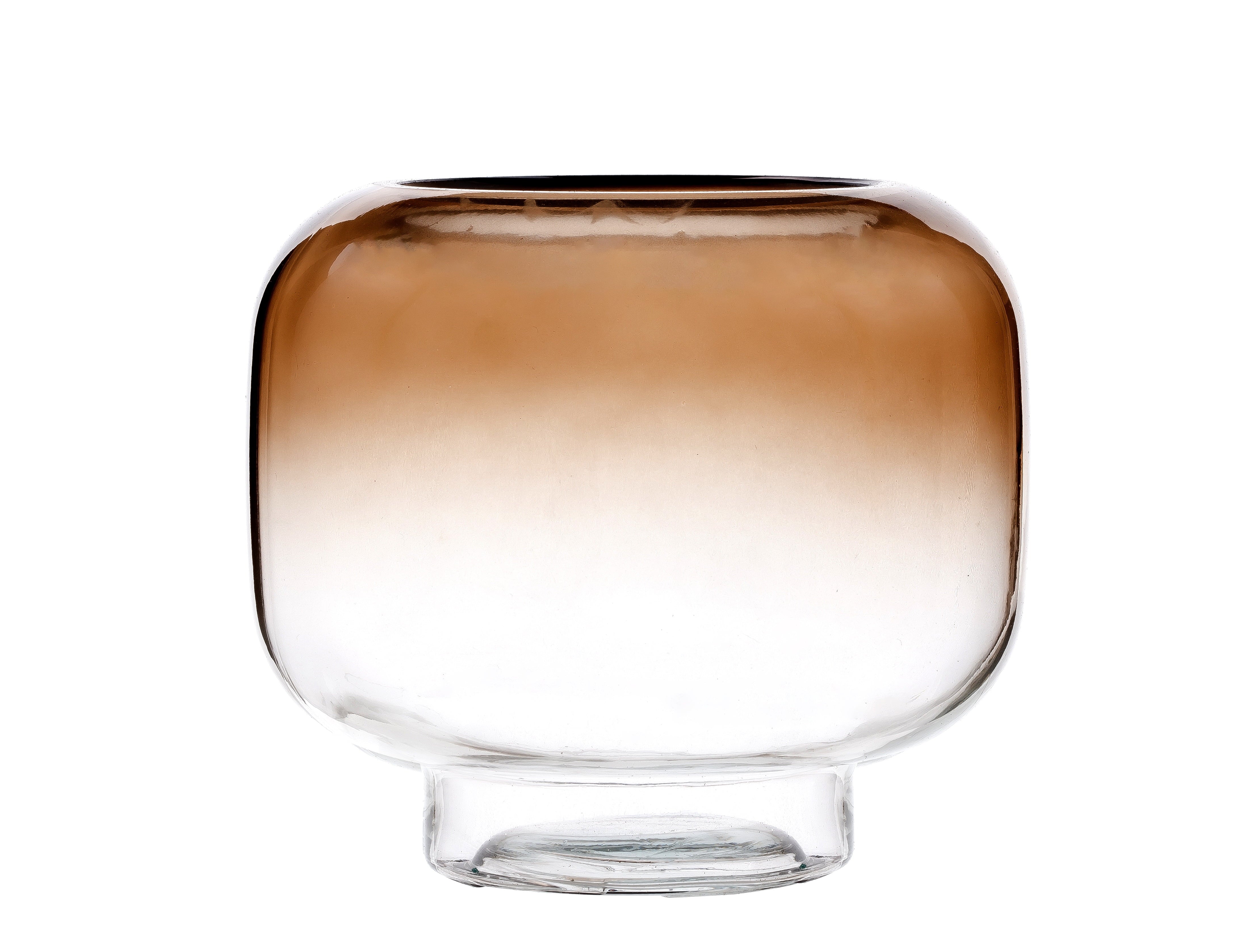 Elegant 6.5" Brown Ombre Glass Hurricane Pillar Candle Holder - Medium Size