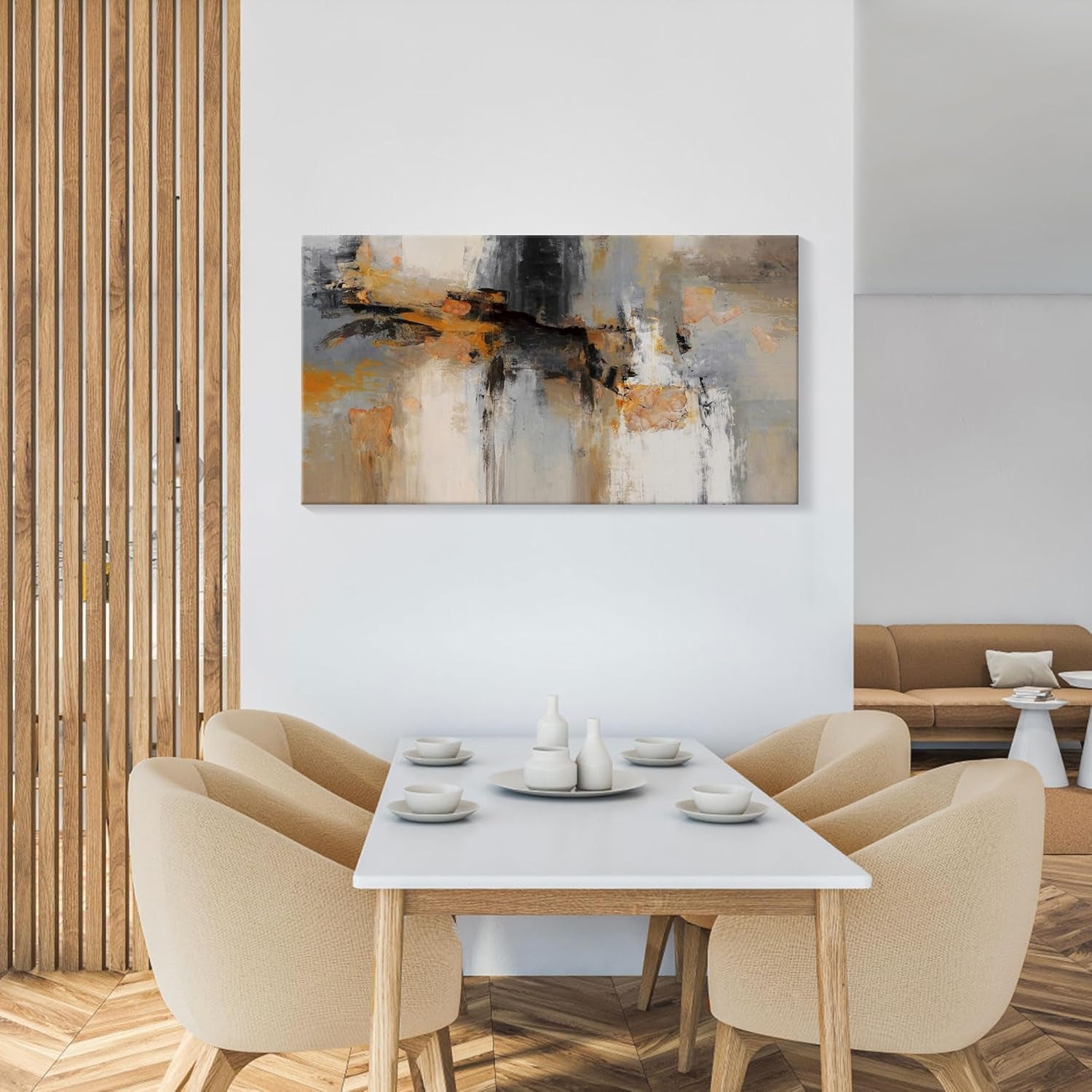 Stunning Gray and Yellow Abstract Canvas Art - Large Framed Wall Decor for Living Room, Bedroom, and Office