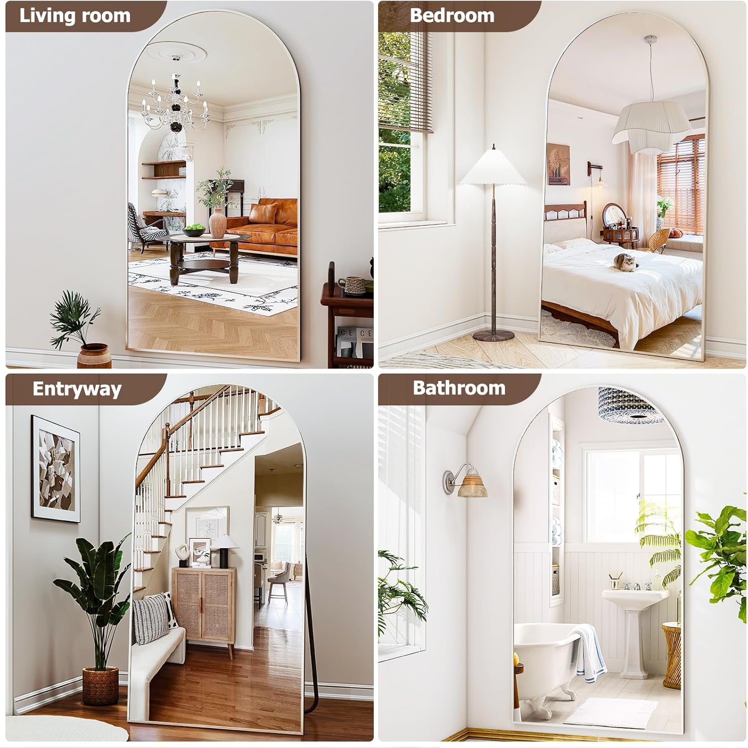 Extra Large 41"X81" Arched Full Length Mirror - Stylish Leaning & Wall-Mounted Aluminum Frame for Modern Home Decor - Perfect for Living Room, Bedroom & Cloakroom