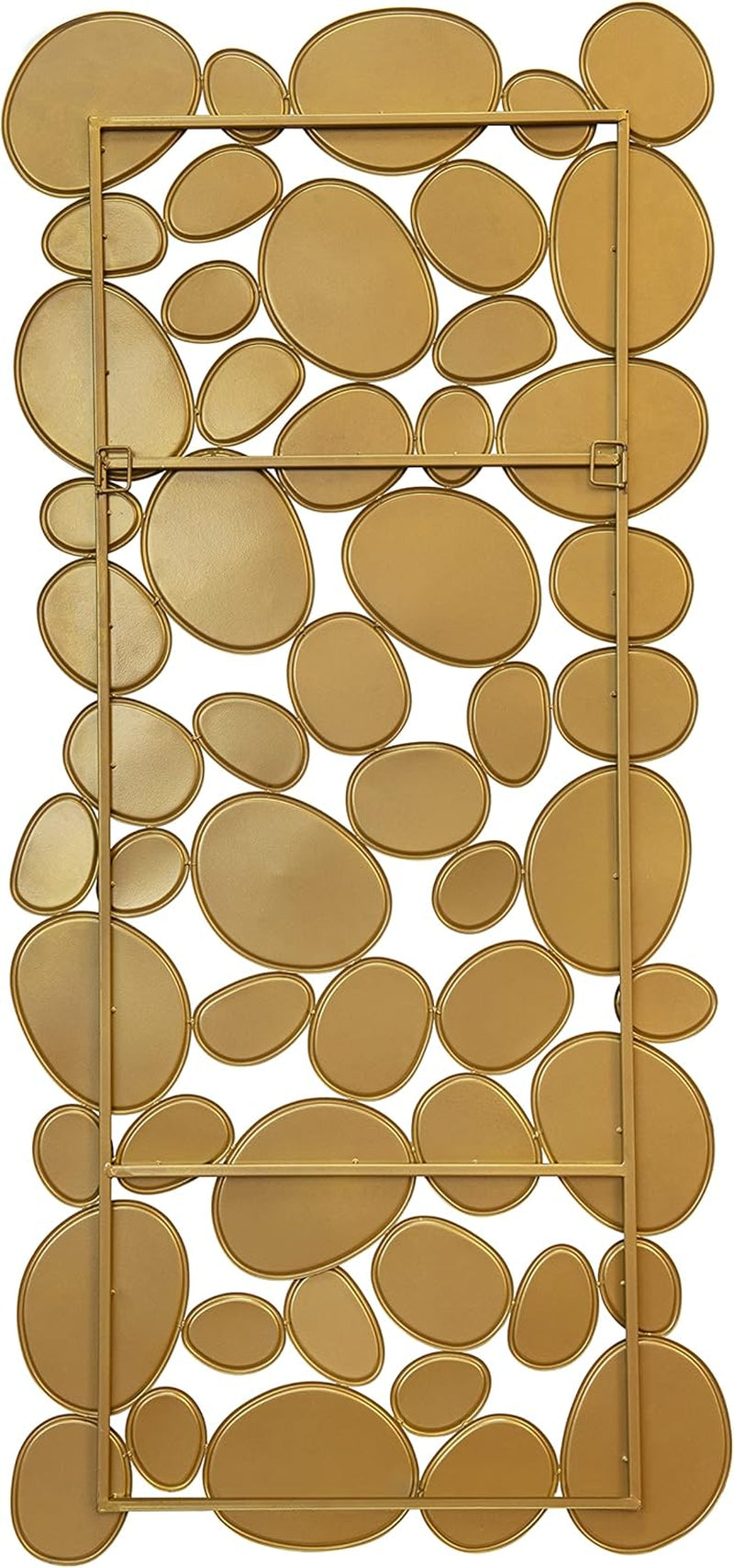Large Decorative Gold Wall Mirror - 23x51 Inch Metal Framed Accent Mirror with 55-Piece Pebble Design for Modern Living Room and Entryway Decor