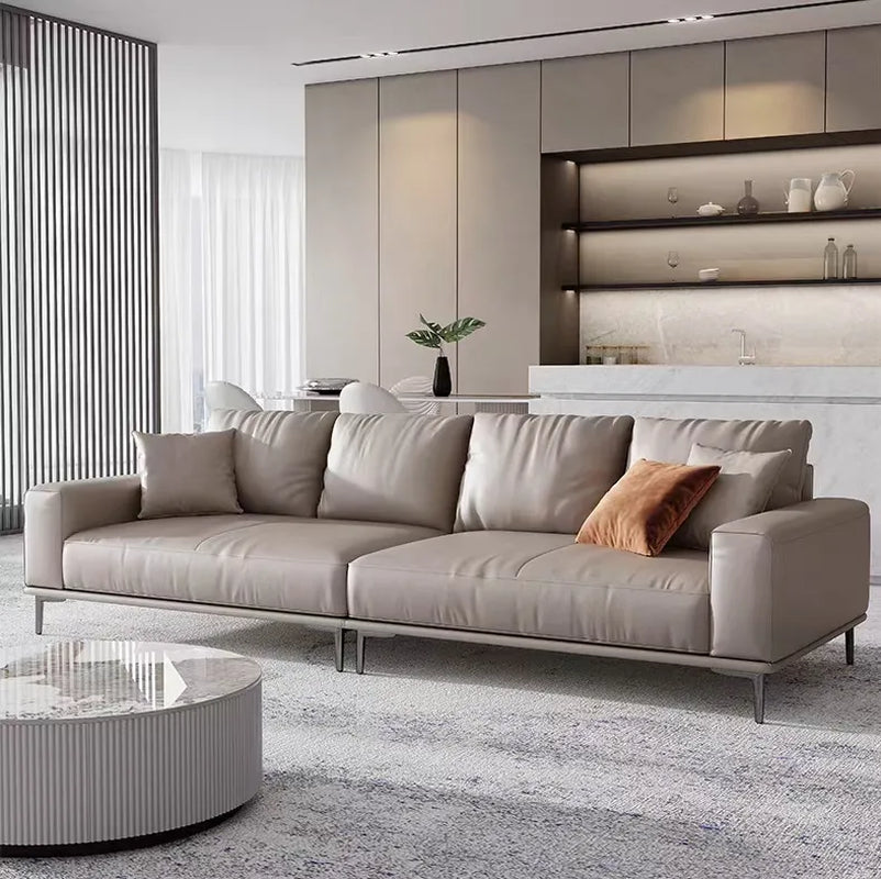 Sleek Italian Nordic Leather Sofa - Modern Small Corner Design for Your Living Room