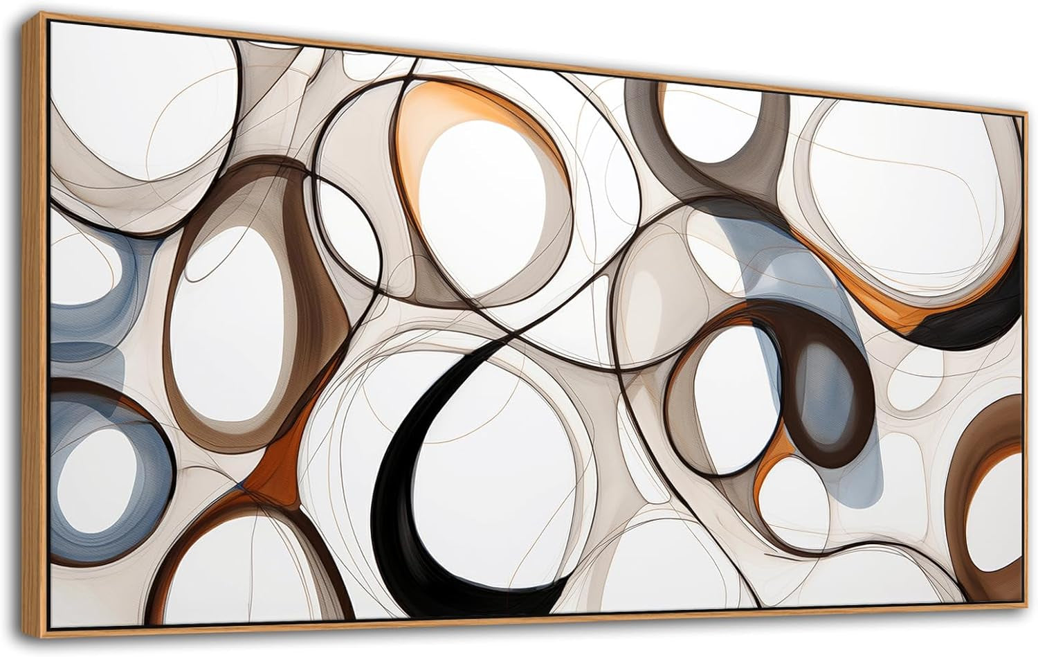 Framed Brown Abstract Canvas Wall Art - Modern Decor for Living Room, Kitchen, Office, and Bedroom - 24x48 Wood Framed Prints