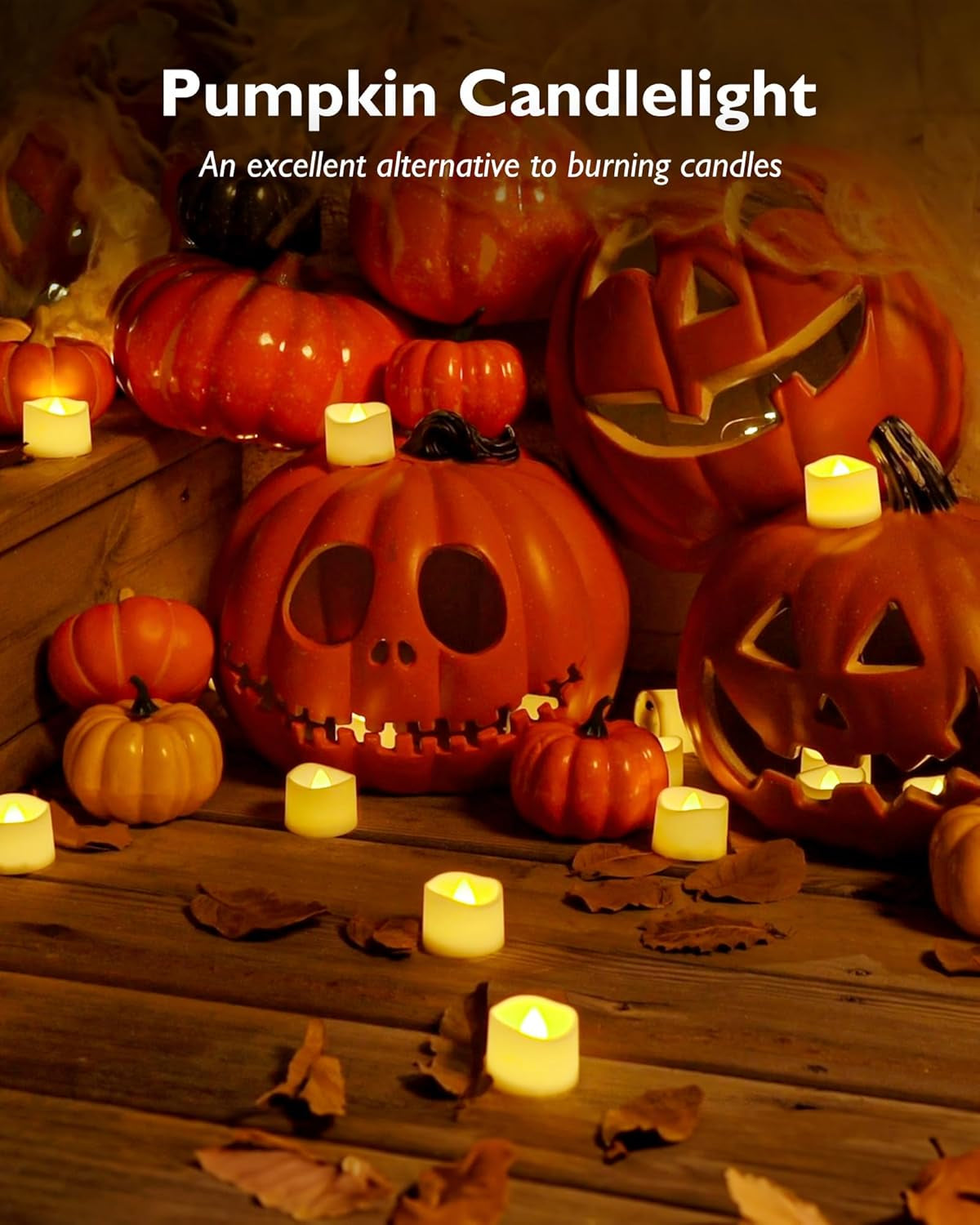 24Pcs Battery-Operated Flickering Flameless LED Tea Lights - 200+ Hours of Ambiance for Weddings, Anniversaries, Halloween & Christmas Decor