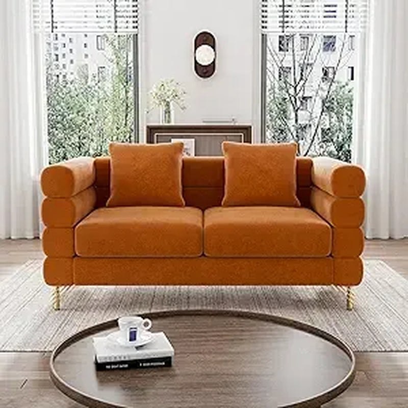 Modern Overstuffed Cloud Couch Loveseat Sofa with Pillows - Comfy 59" Deep Seat Boucle Sherpa Design for Your Living Room