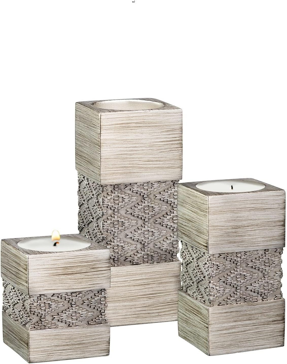 Dublin Silver Tealight Candle Holder Set of 3 - Elegant Centerpiece for Living Room, Dining Room, Coffee Table, Fireplace, Entrance, or Bathroom Decor