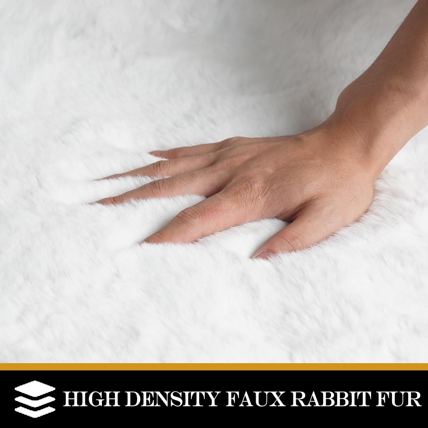 Luxurious White Fluffy 8x10 Faux Rabbit Fur Area Rug - Washable Plush Shaggy Carpet for Living Room, Bedroom, and Nursery Decor