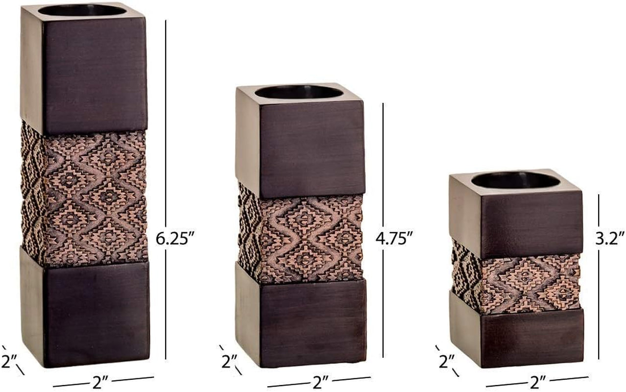 Dublin Brown Set of 3 Tealight Candle Holders - Elegant Centerpieces for Living and Dining Room Decor, Ideal for Coffee Tables, Fireplaces, Entrances, or Bathrooms