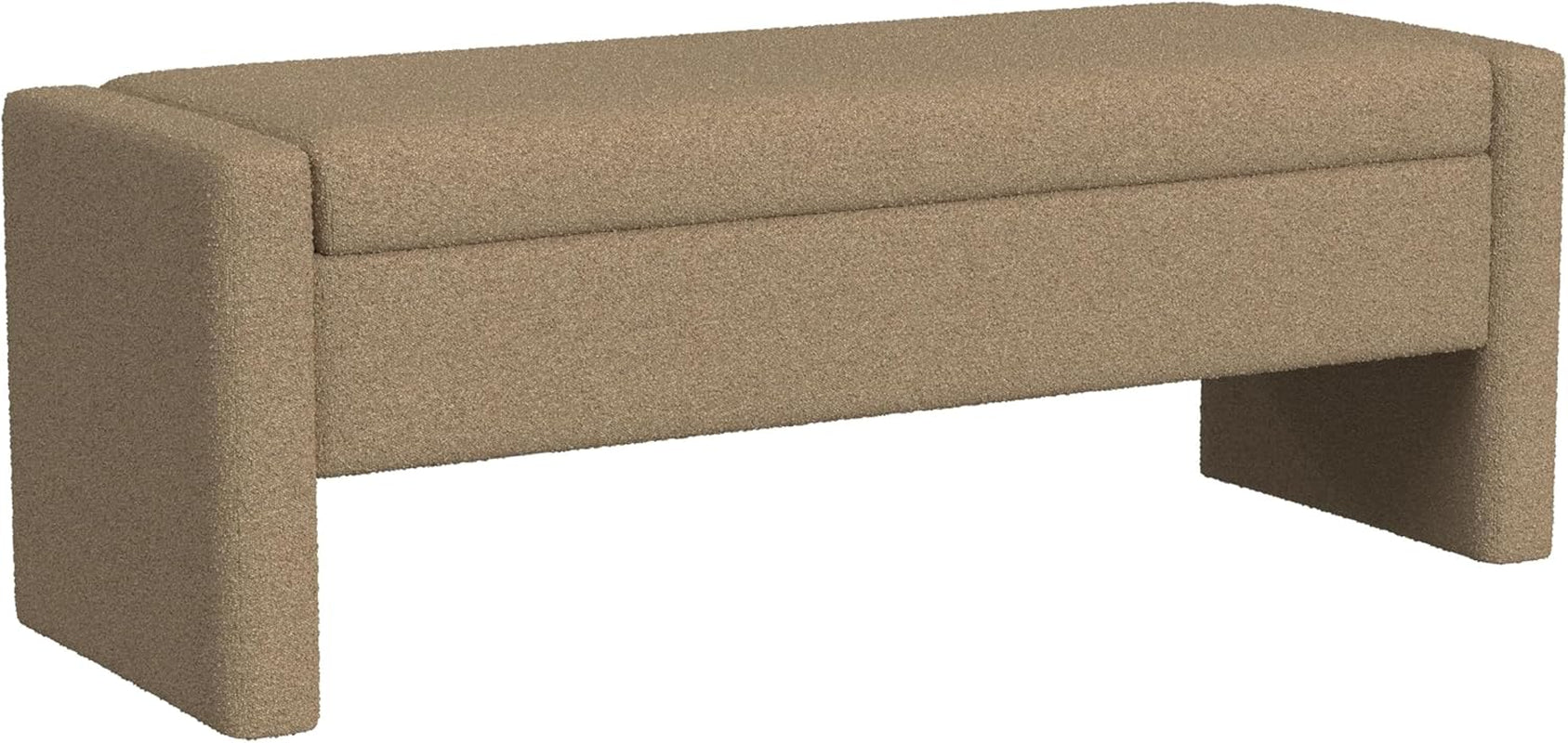 Copenhagen Contemporary Storage Bench for Living Room and Bedroom - Brown Boucle Upholstery