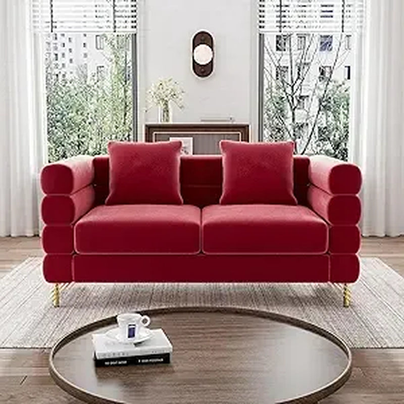 Modern Overstuffed Cloud Couch Loveseat Sofa with Pillows - Comfy 59" Deep Seat Boucle Sherpa Design for Your Living Room