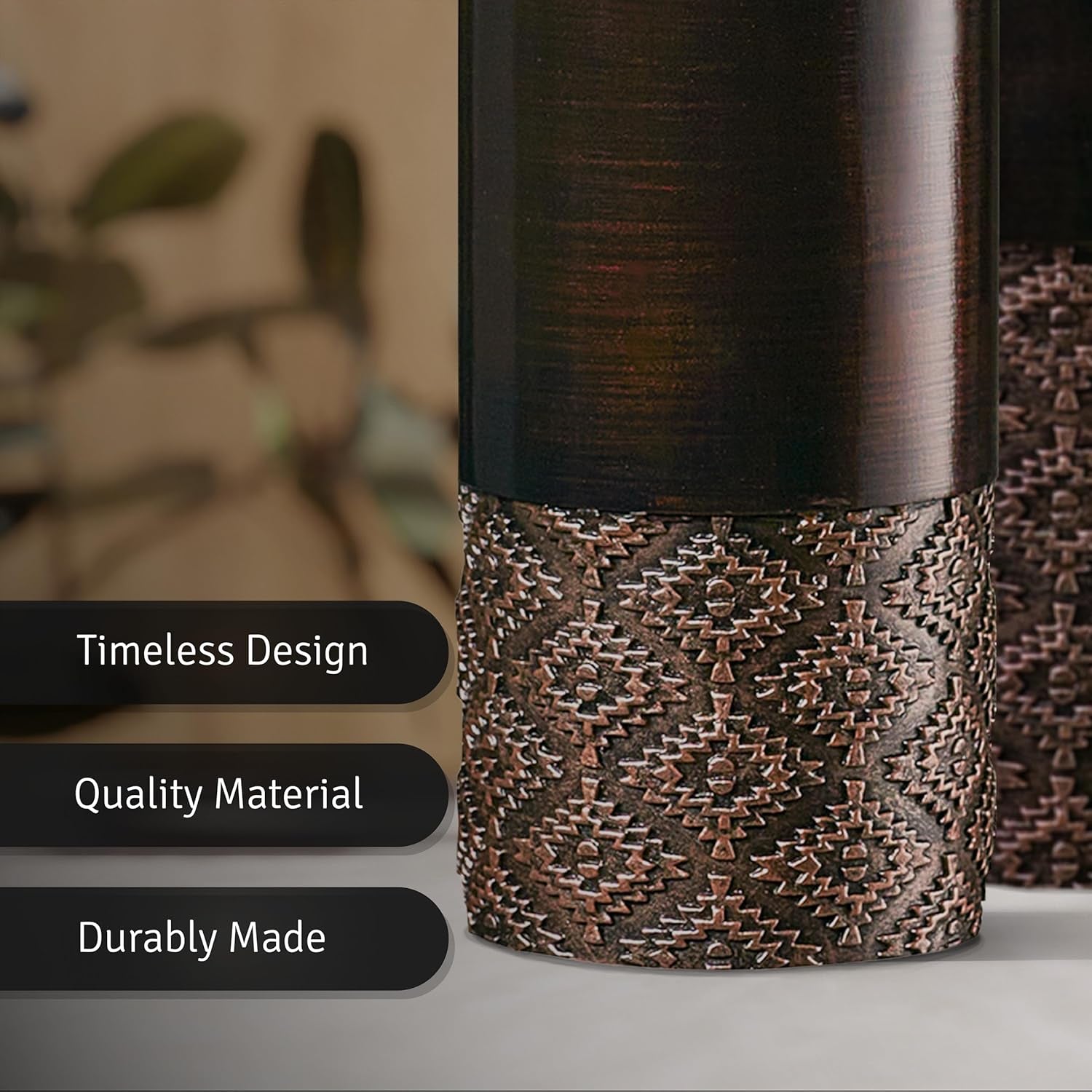 Dublin Brown Vase Set - Three Elegant Table Centerpieces for Home and Office Décor