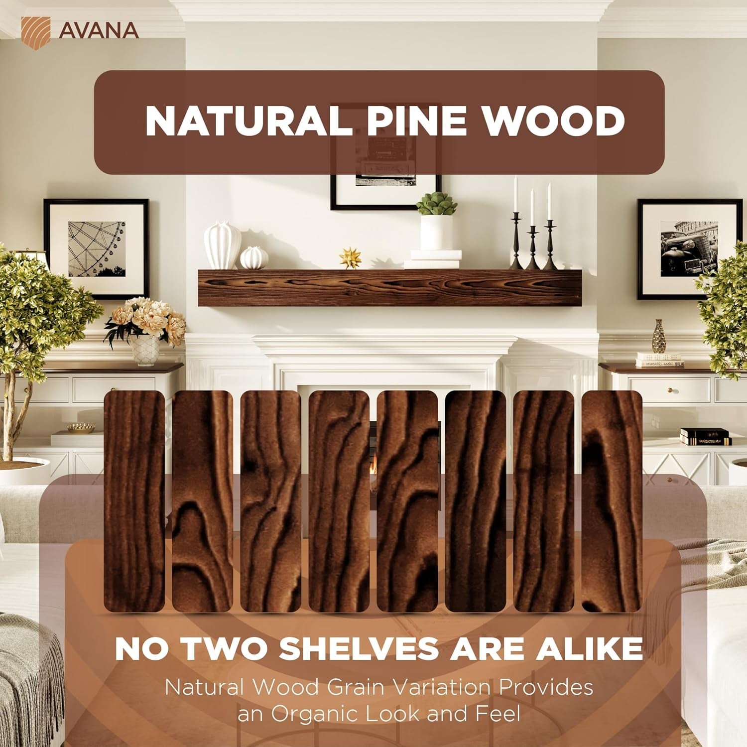 Handcrafted 84-Inch Rustic Brown Fireplace Mantle Shelf - Perfect Farmhouse Wall Decor and Decorative Mantel Accent