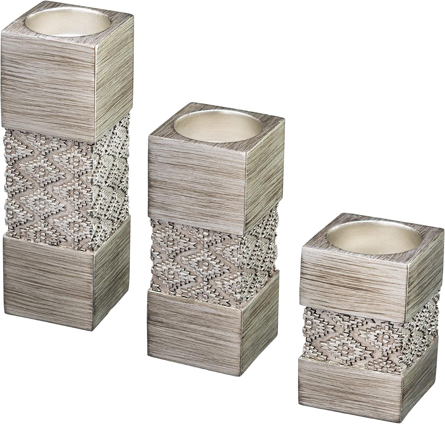 Dublin Silver Tealight Candle Holder Set of 3 - Elegant Centerpiece for Living Room, Dining Room, Coffee Table, Fireplace, Entrance, or Bathroom Decor