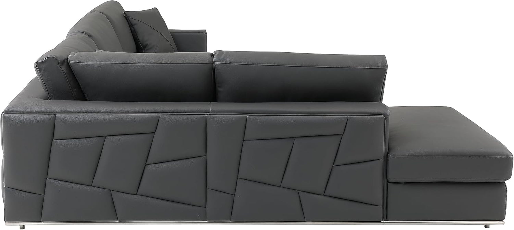 Luxurious Surton Dark Gray Top Grain Italian Leather L-Shaped Sectional Sofa for Modern Living Room & Home Office - 117" Width, Left Arm Facing