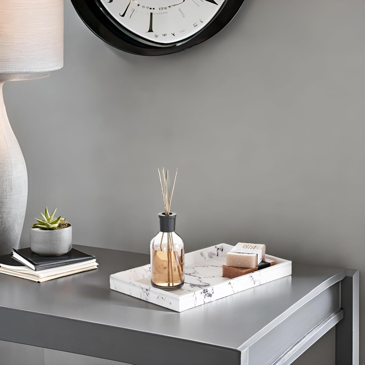 Elegant White Marble Decorative Tray - Versatile Coffee Table and Bathroom Display for Perfume and Accessories - 10" L x 6" W x 1" H