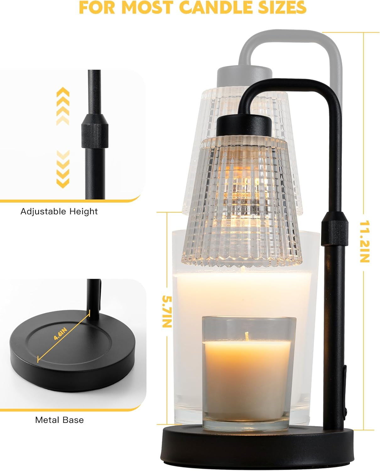 Dimmable Candle Warmer Lamp with Timer - Perfect Birthday & Housewarming Gift for Women & Moms - Includes 2 Bulbs for Jar Candles & Wax Melts