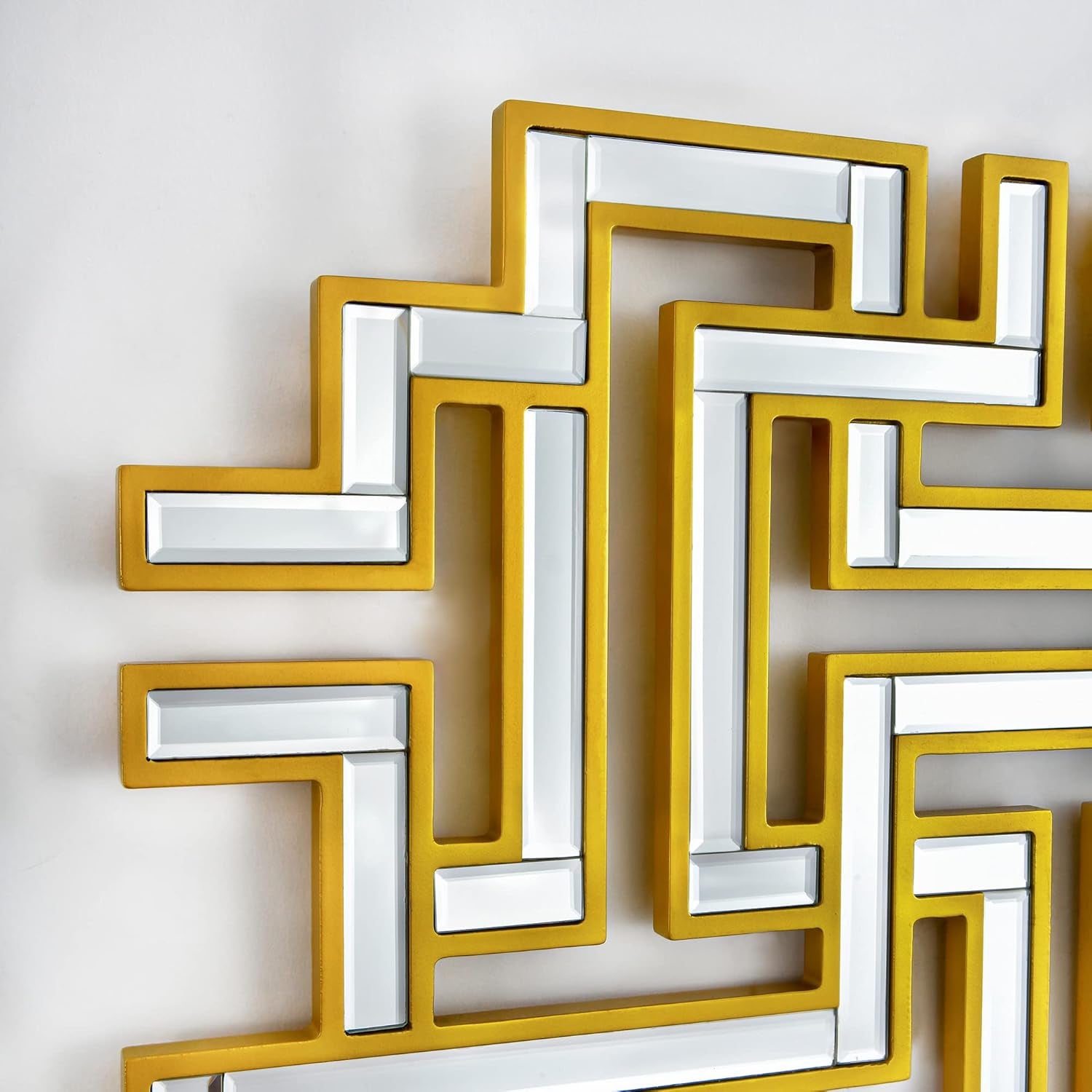 Stunning 46.5"X30" Large Gold Geometric Maze Wall Mirror - Perfect Decorative Accent for Living Room, Entryway, and Hallway