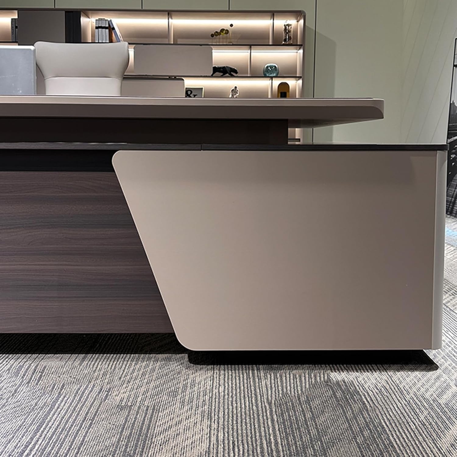 Modern 94-Inch L-Shaped Executive Office Desk with Storage Cabinet - Stylish & Functional Workstation for Home Office