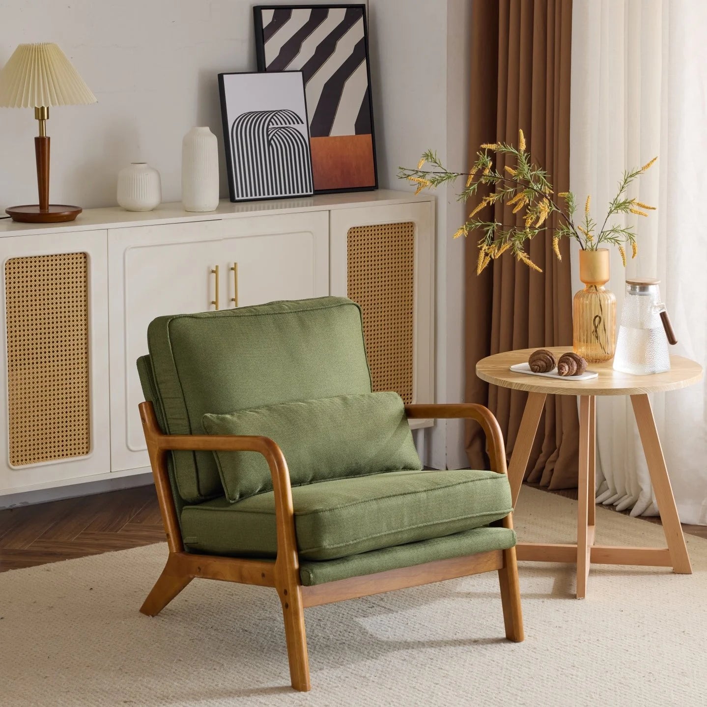 Stylish Green Linen Upholstered Accent Chair for Modern Living Spaces