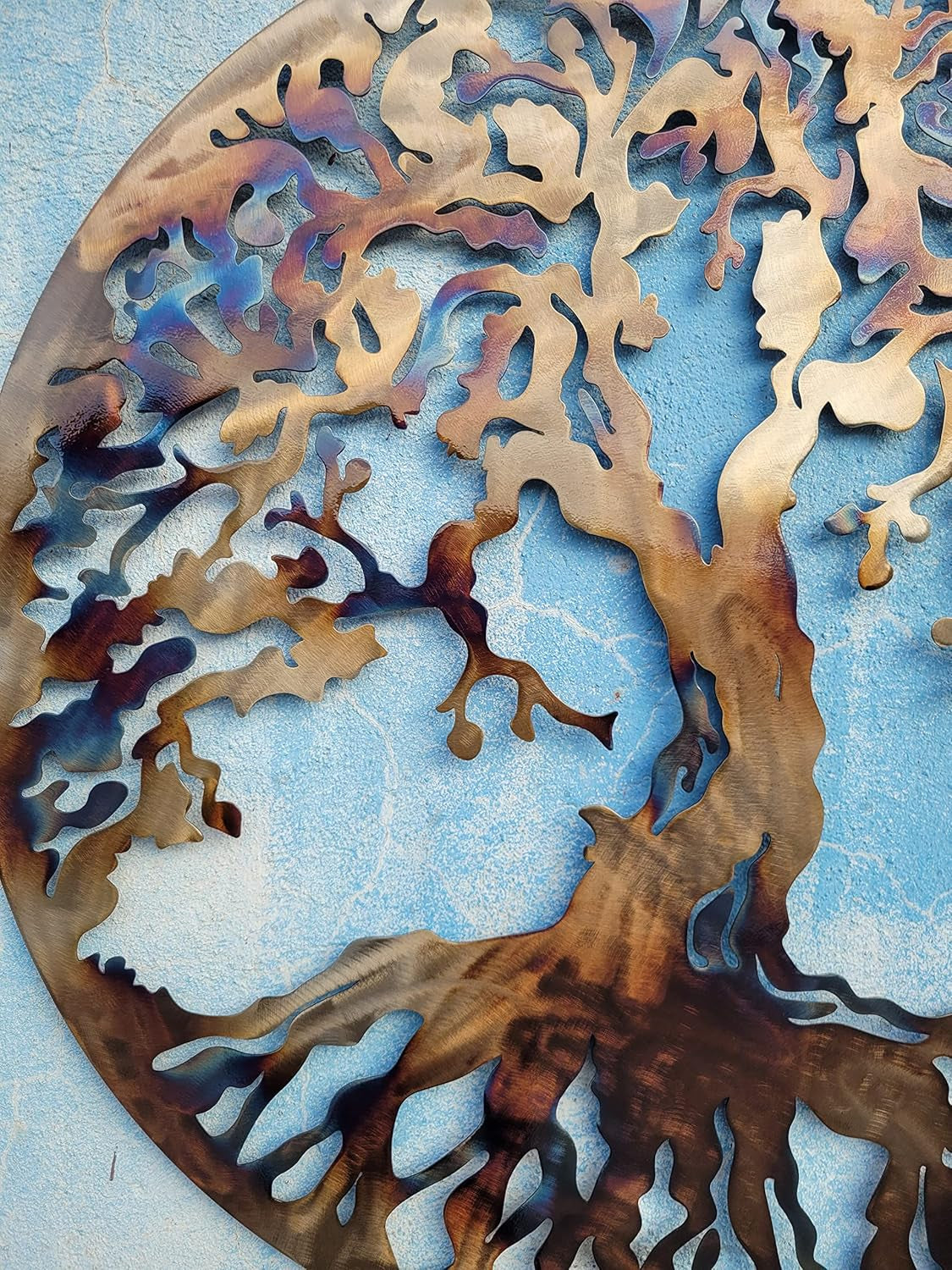 Stunning 36-Inch Tree of Life Metal Wall Art - Vibrant Laser-Cut Decorative Piece for Your Home