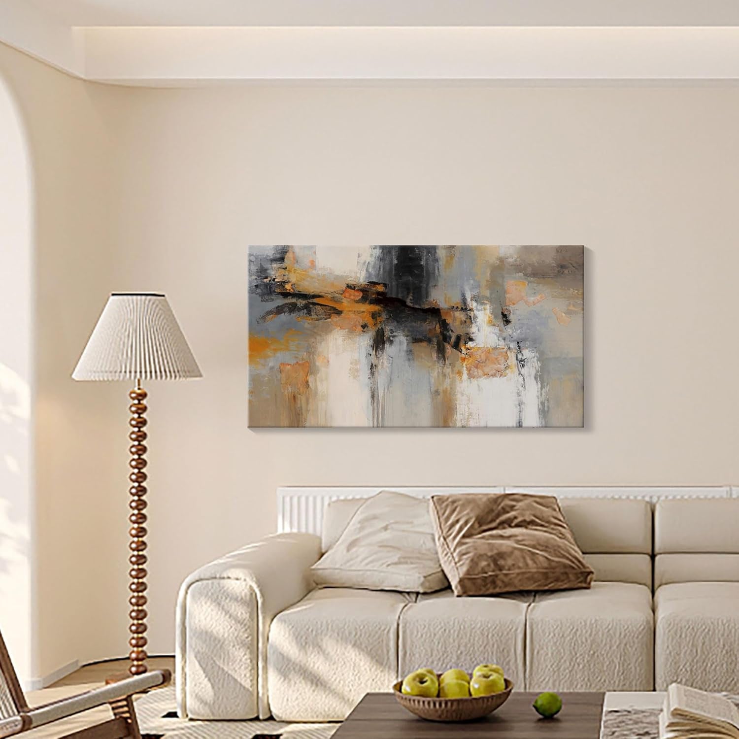 Stunning Gray and Yellow Abstract Canvas Art - Large Framed Wall Decor for Living Room, Bedroom, and Office