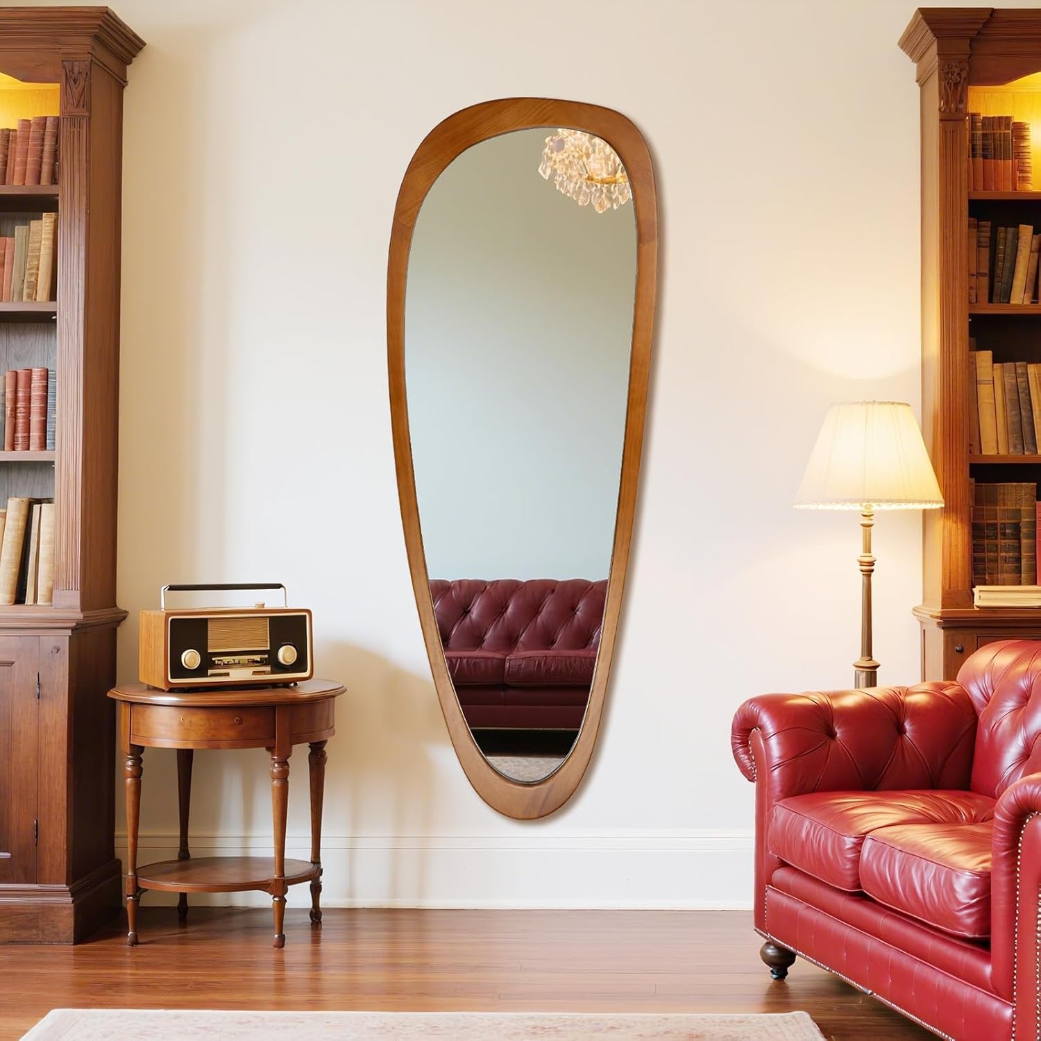 Elegant 60" x 22" Irregular Wooden Full-Length Wall Mirror - Perfect for Living Room, Bedroom, Entryway & Farmhouse Decor